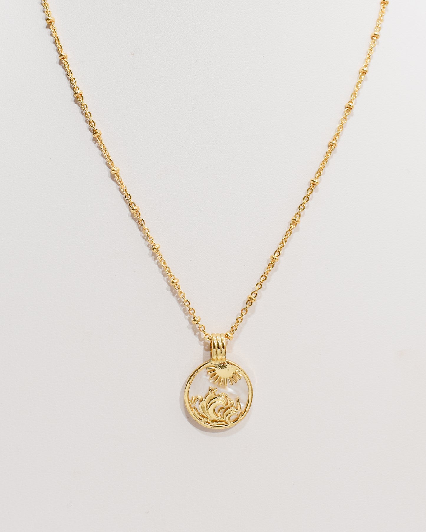 Mother of Pearl Sun & Wave Necklace