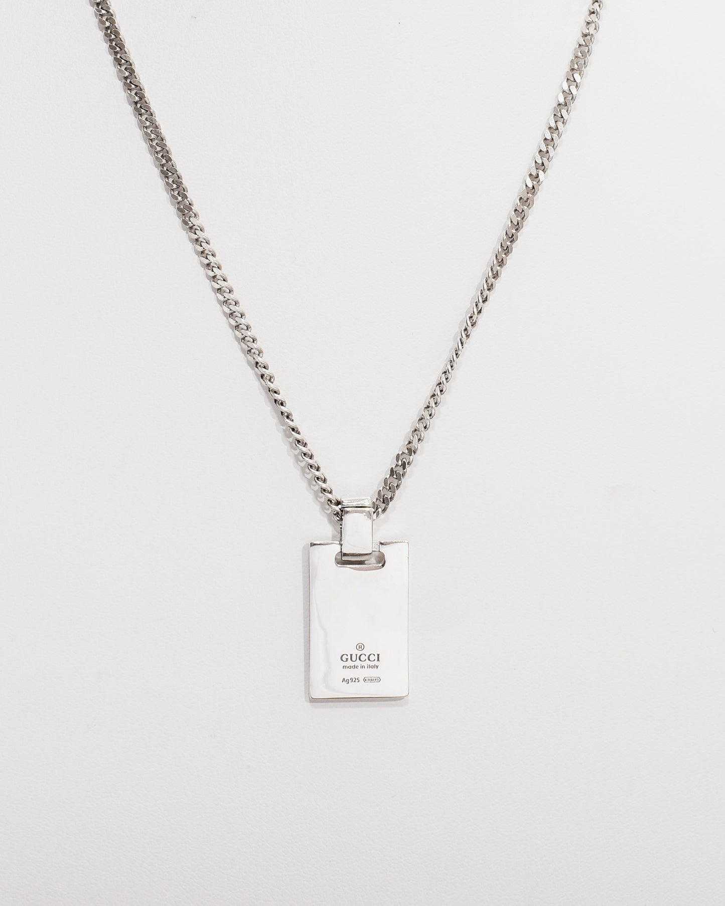 GG Dog Tag Curb Chain Necklace