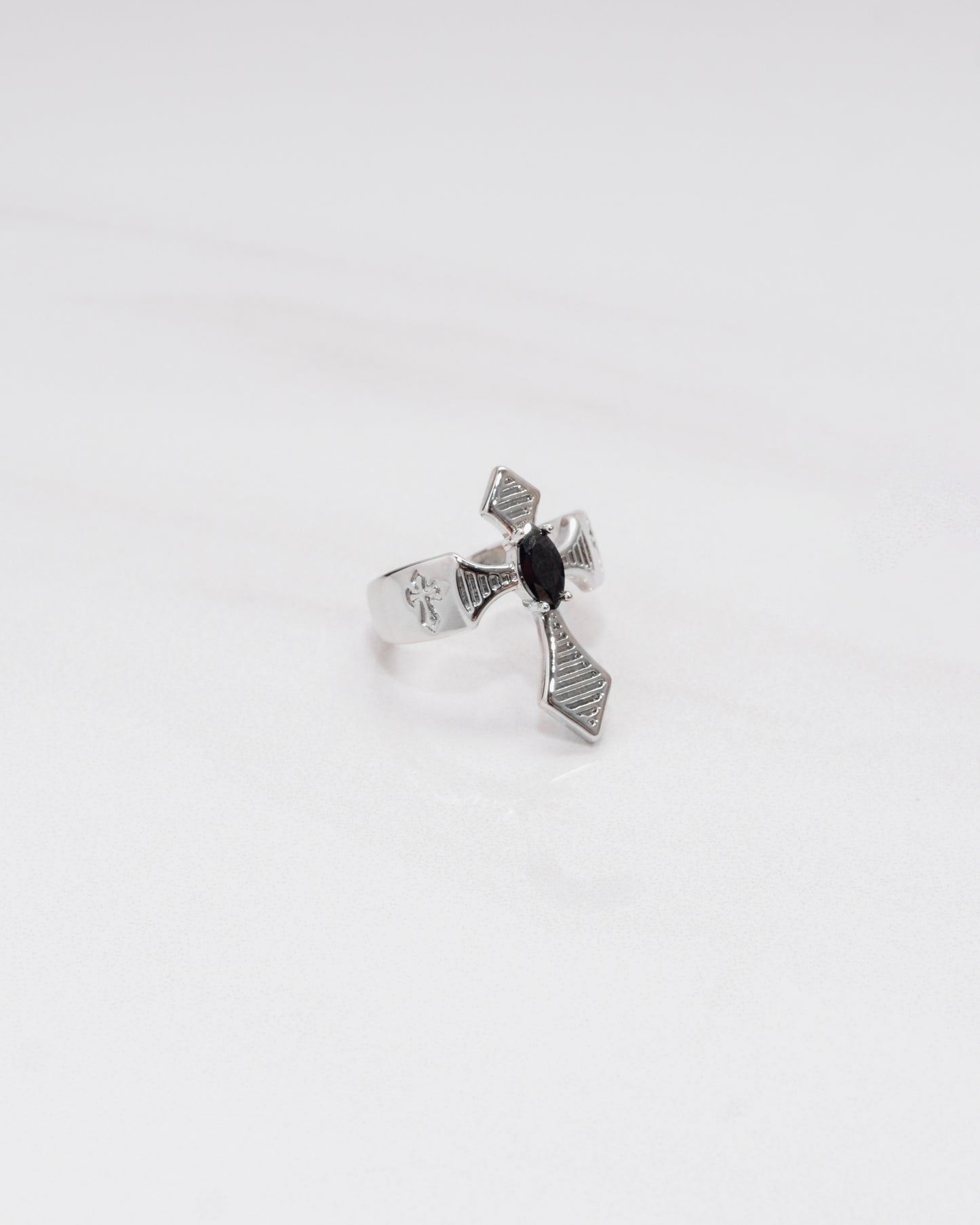 Black Onyx Cross Ring