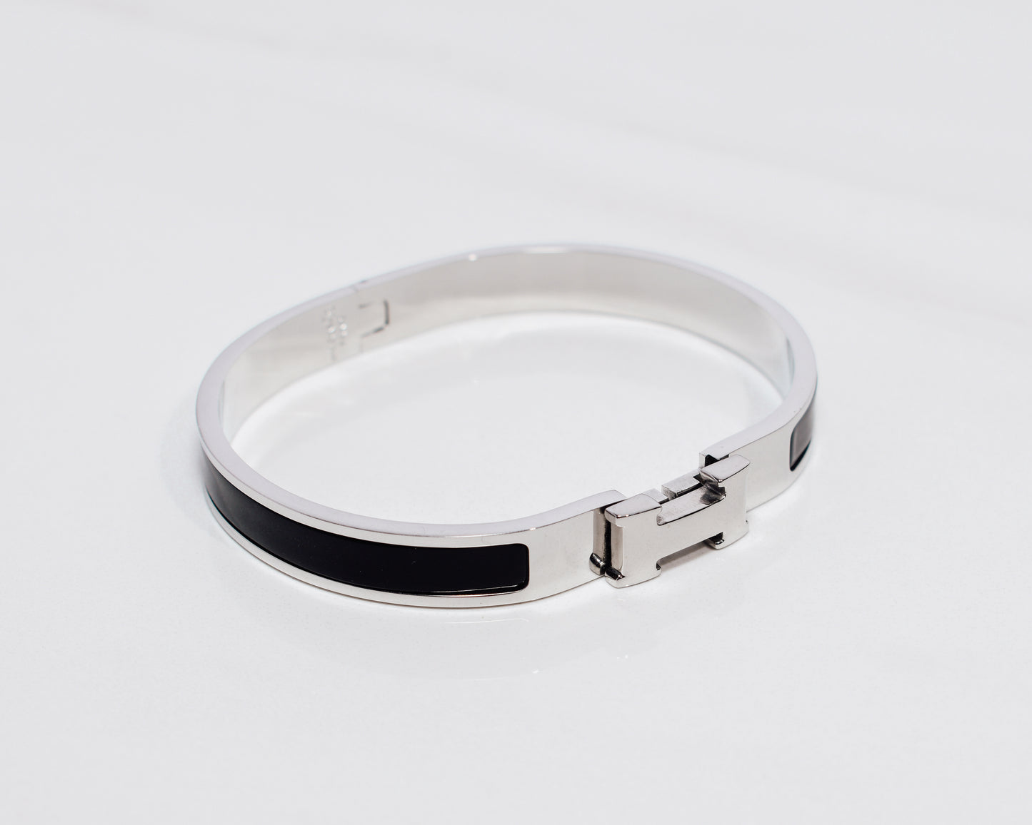 H Bracelet 0.25" width | Black & Silver