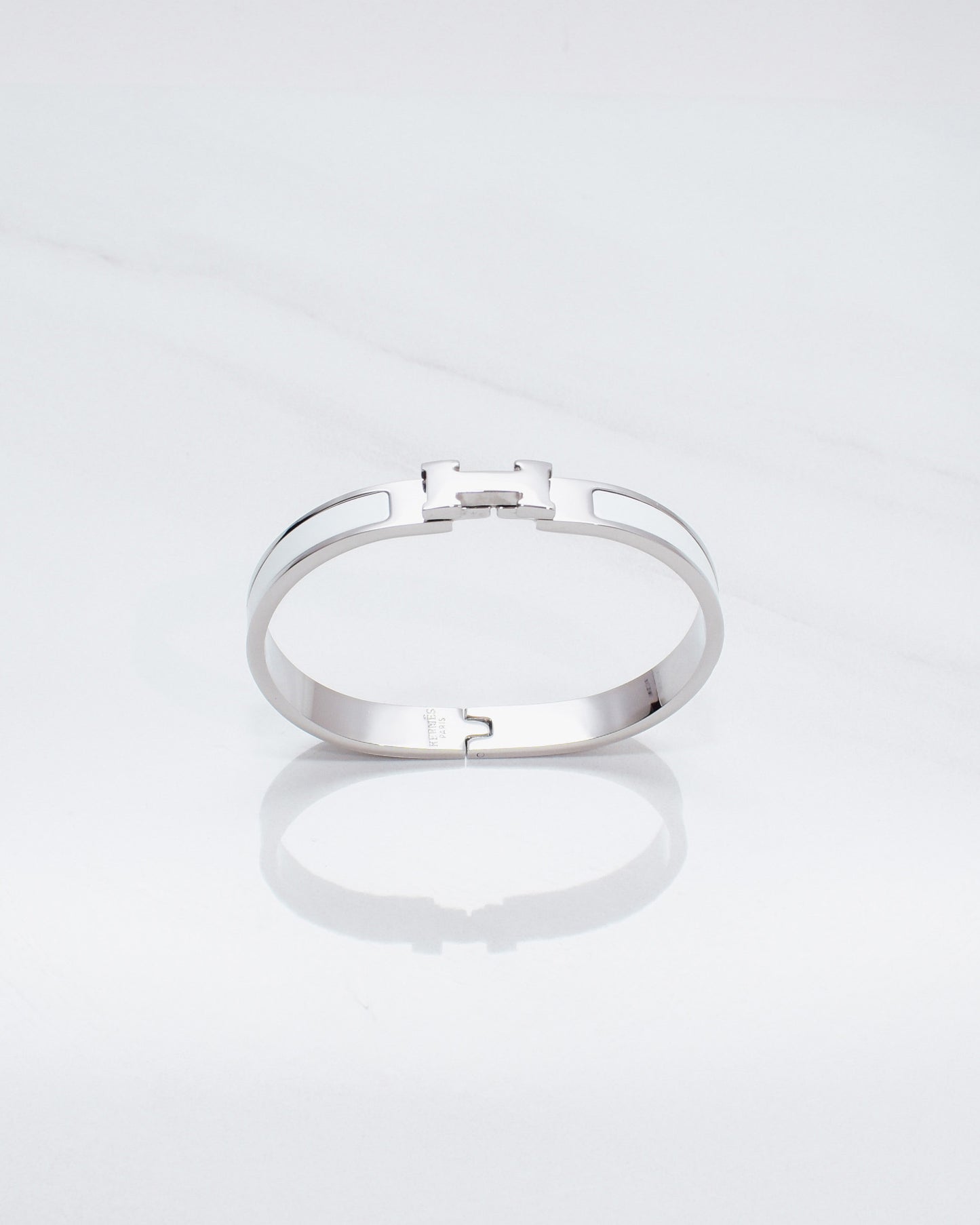 H Bracelet 0.25" width | White & Silver