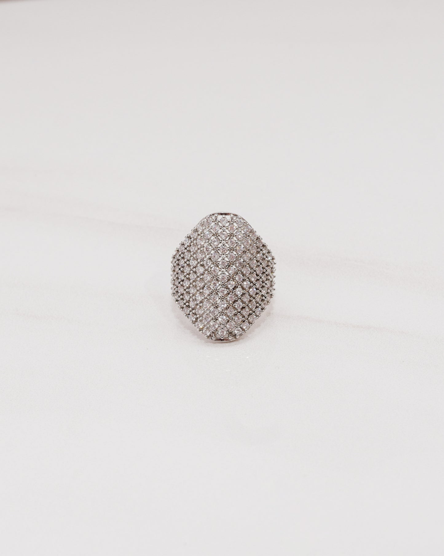 Large Micro Pave Shield Ring