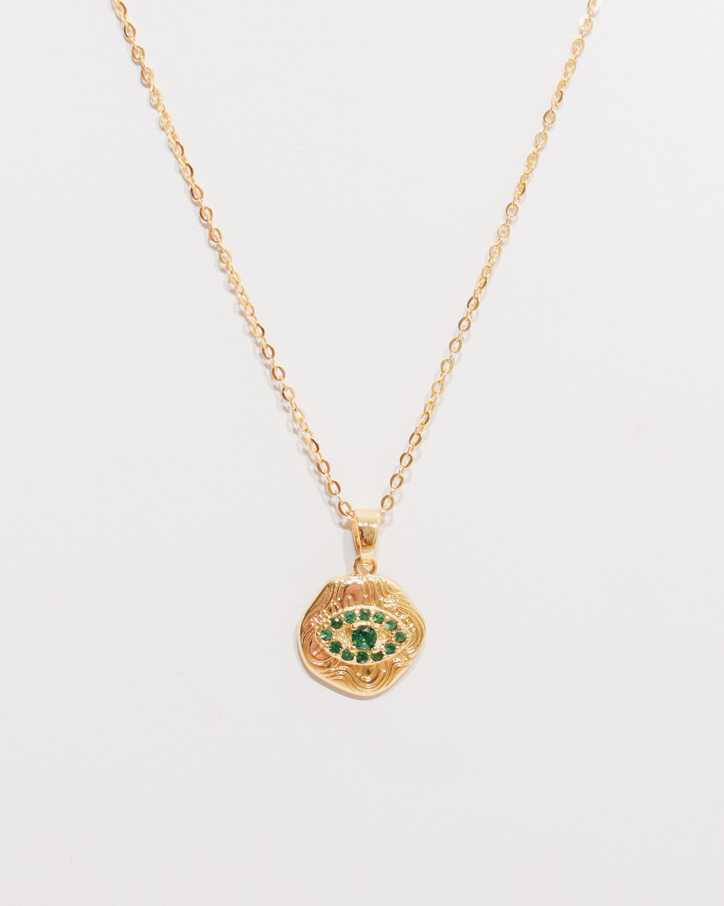Roman Coin Emerald Evil Eye Necklace