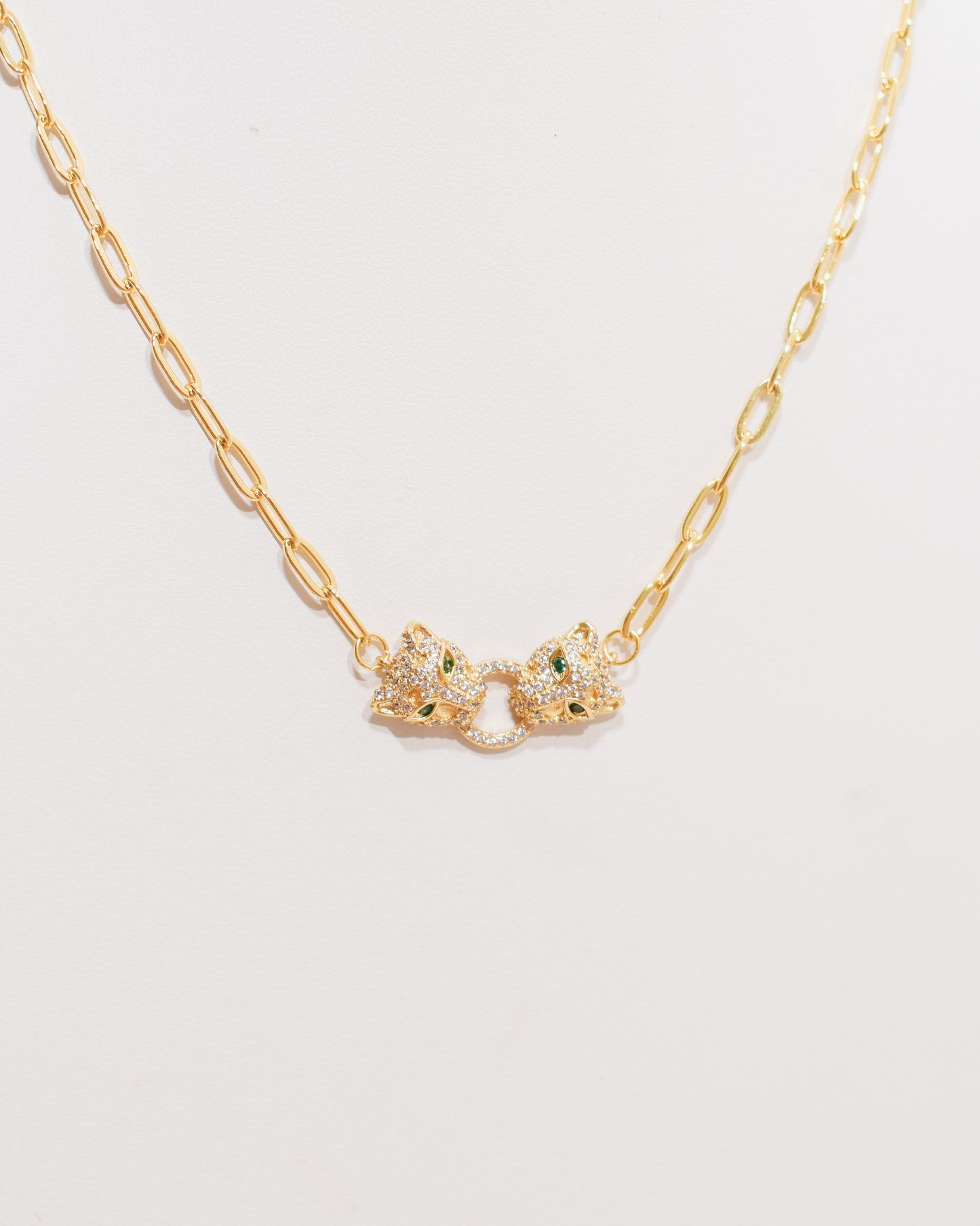 Double Panther Paperclip Necklace