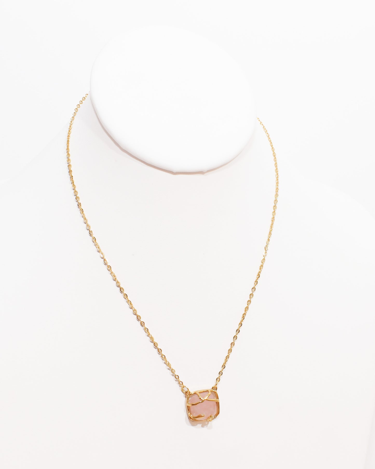 Rose Quartz Molten Drip Connector Necklace