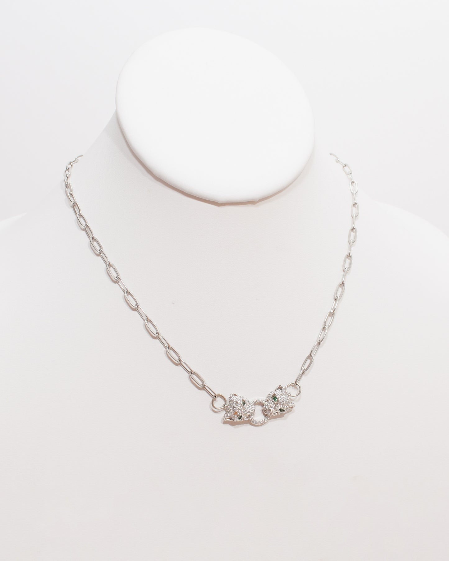 Double Panther Paperclip Necklace