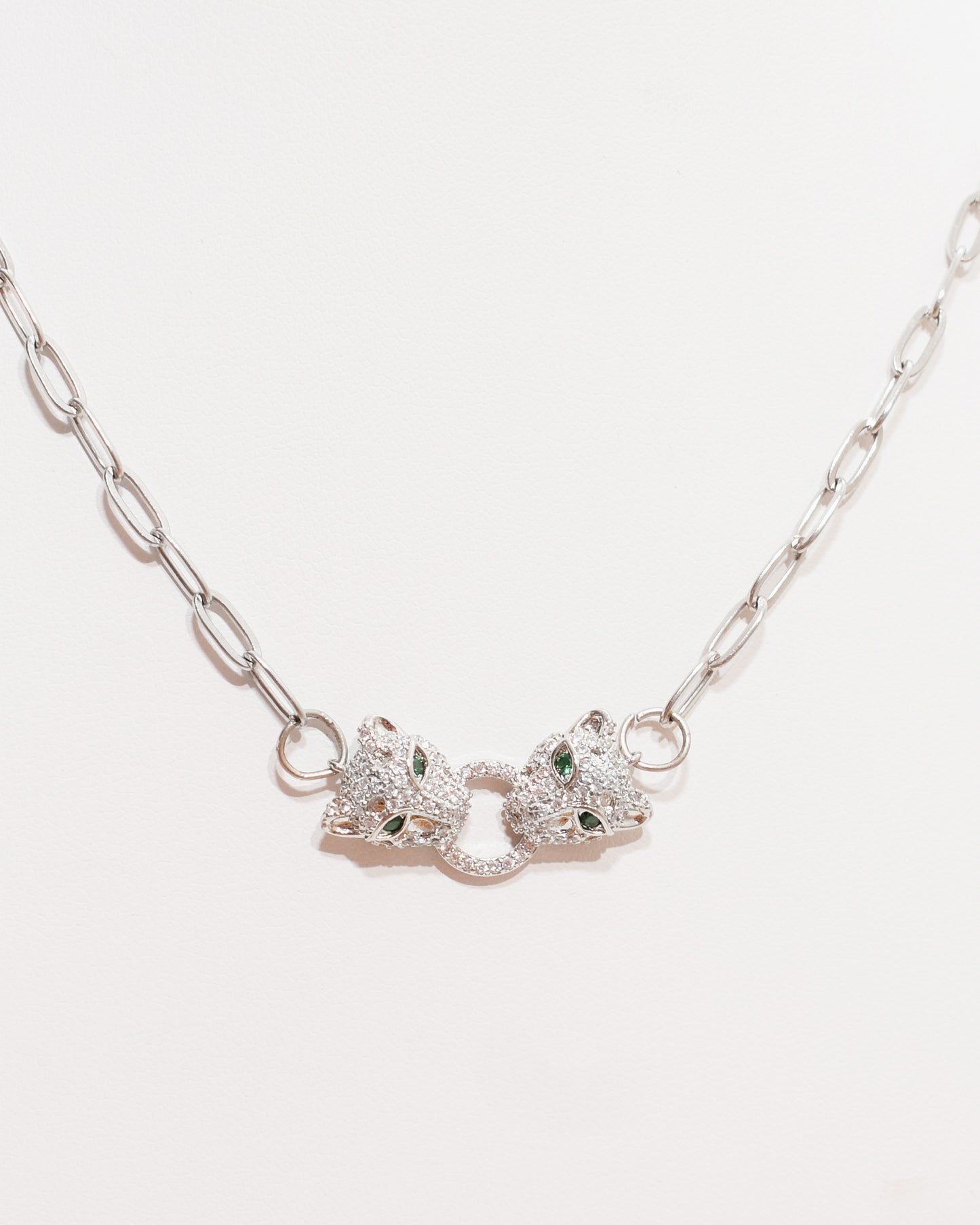 Double Panther Paperclip Necklace