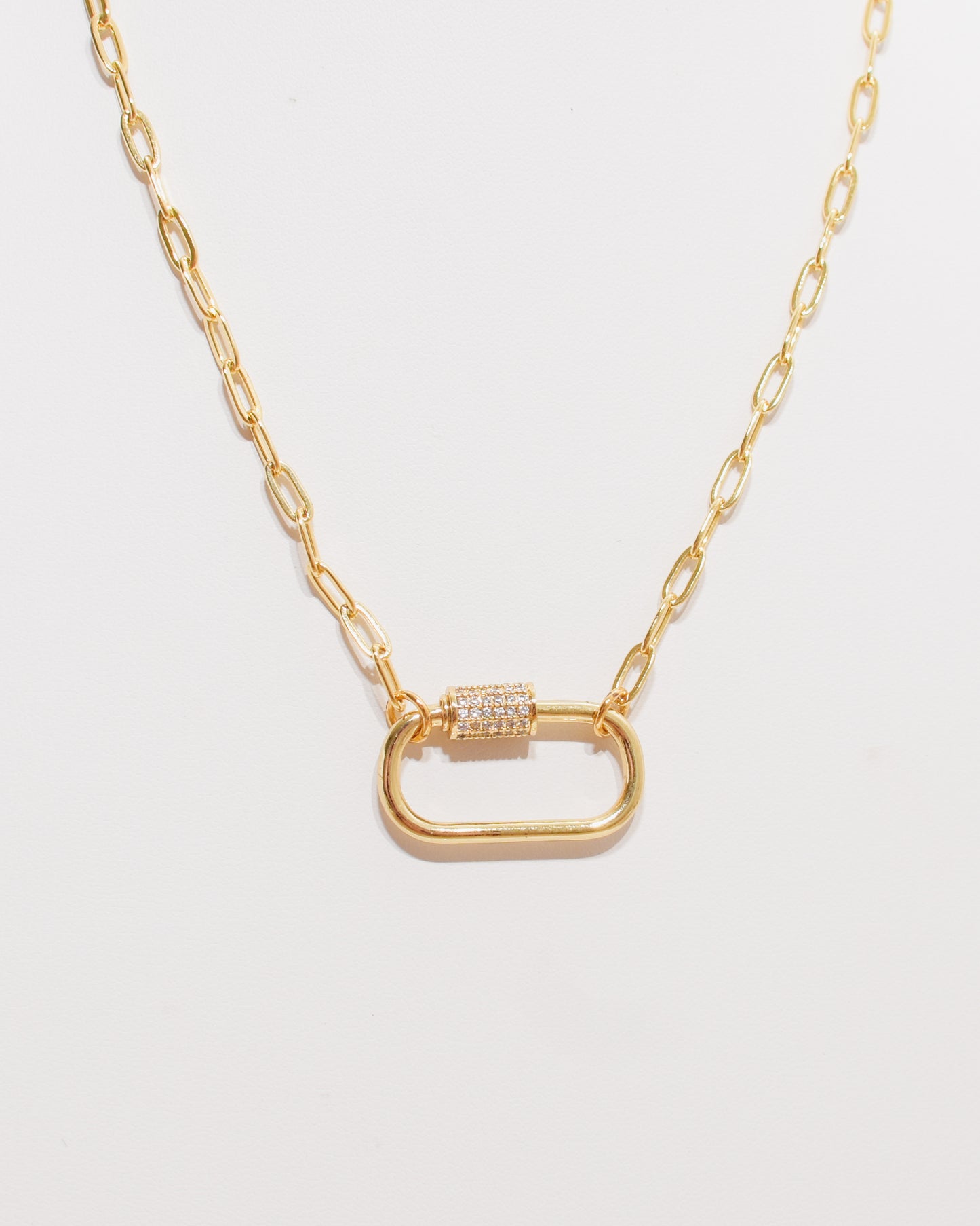 Carabiner Pave Screw Necklace