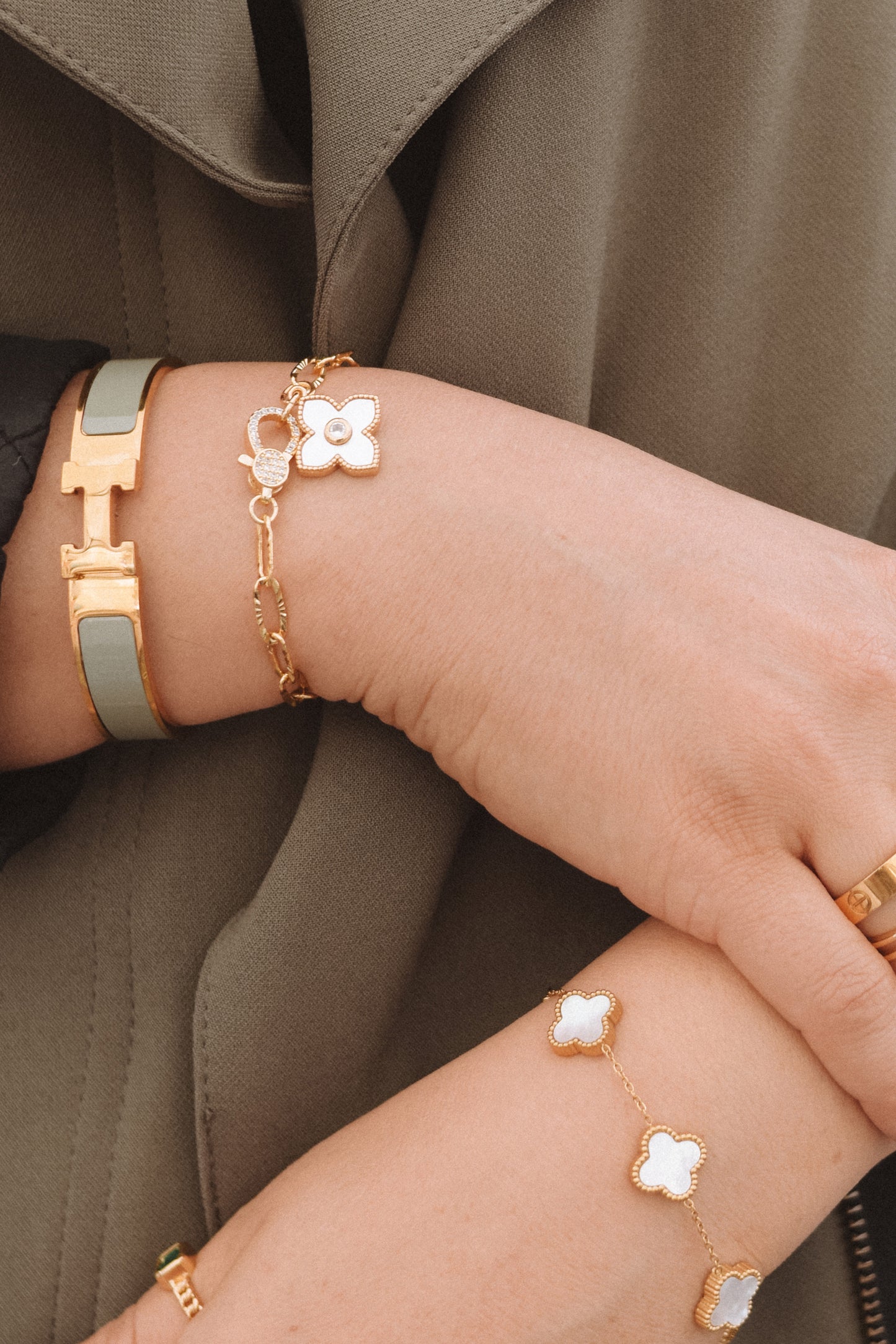 H Bracelet 0.47" width | Gold & Gray