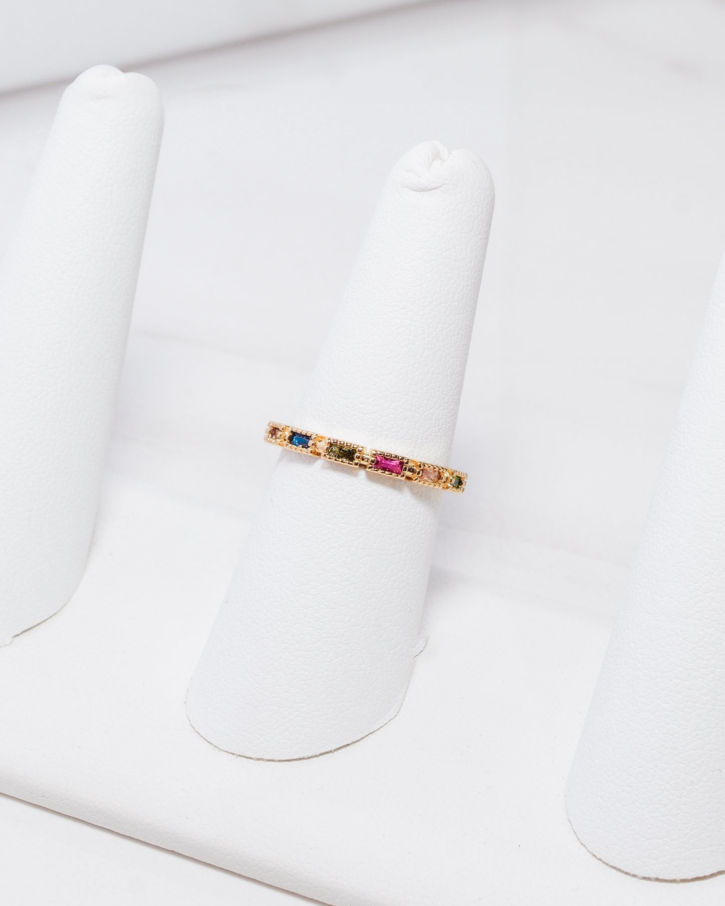 Rainbow Baguette Stone Ring