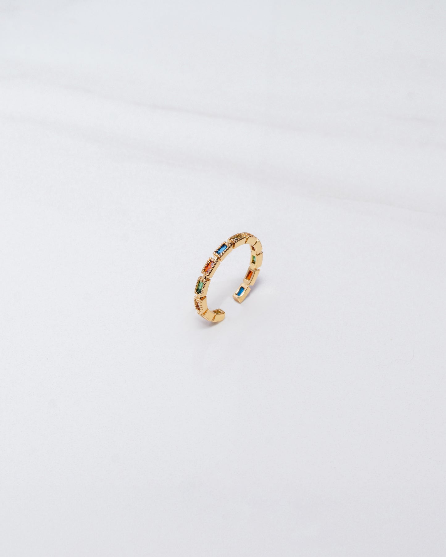 Rainbow Baguette Stone Ring