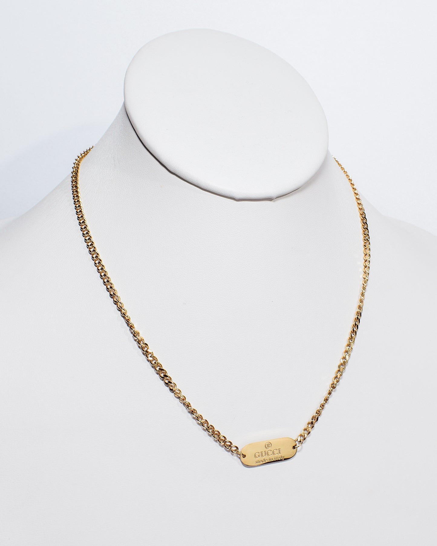 GG Engraved Oval Plate Necklace