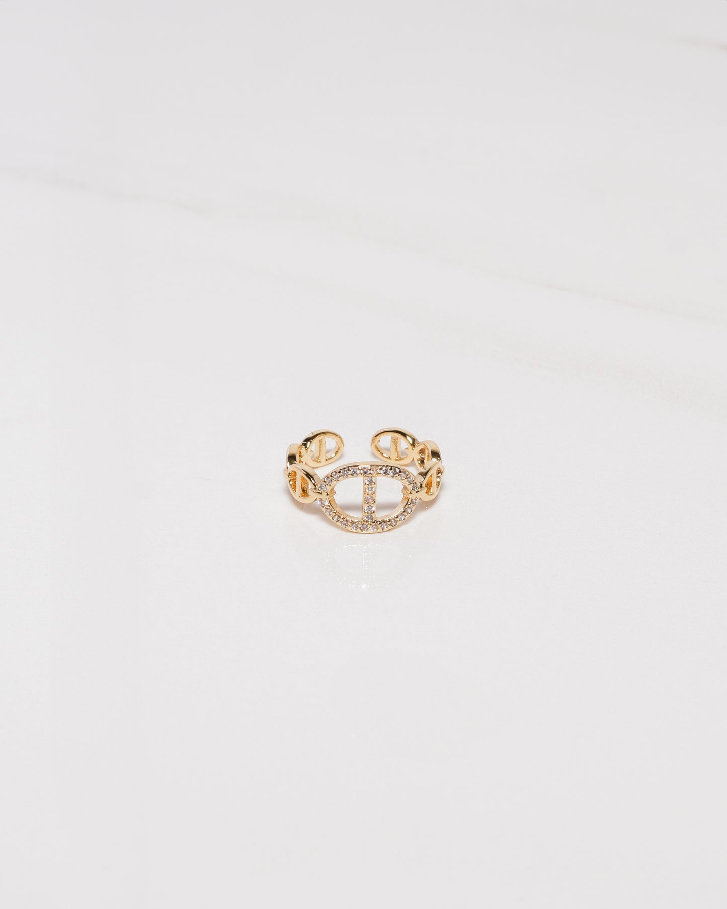 Pave Anchor Cuff Ring