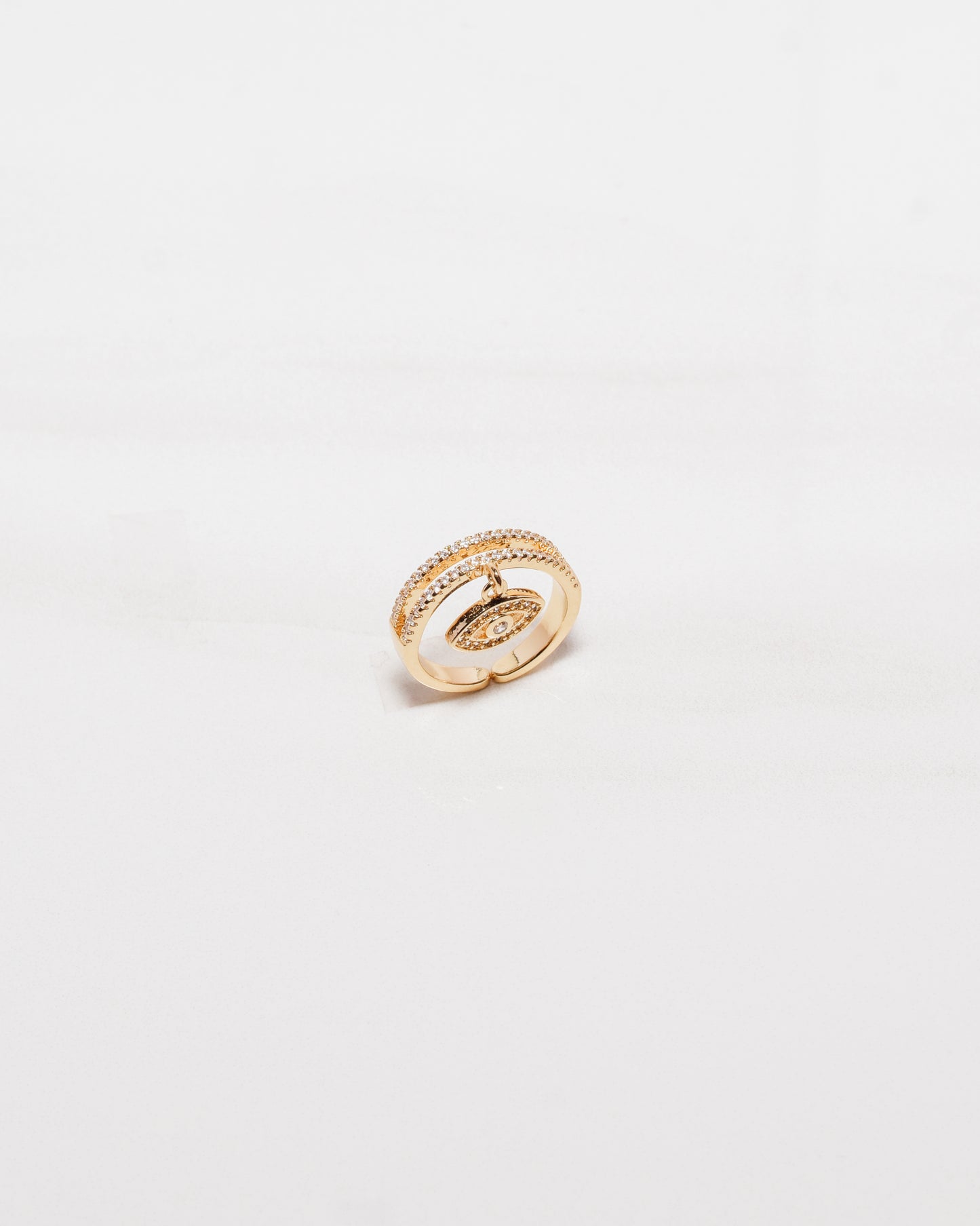 Micro Pave Dangle Evil Eye Stacked Ring