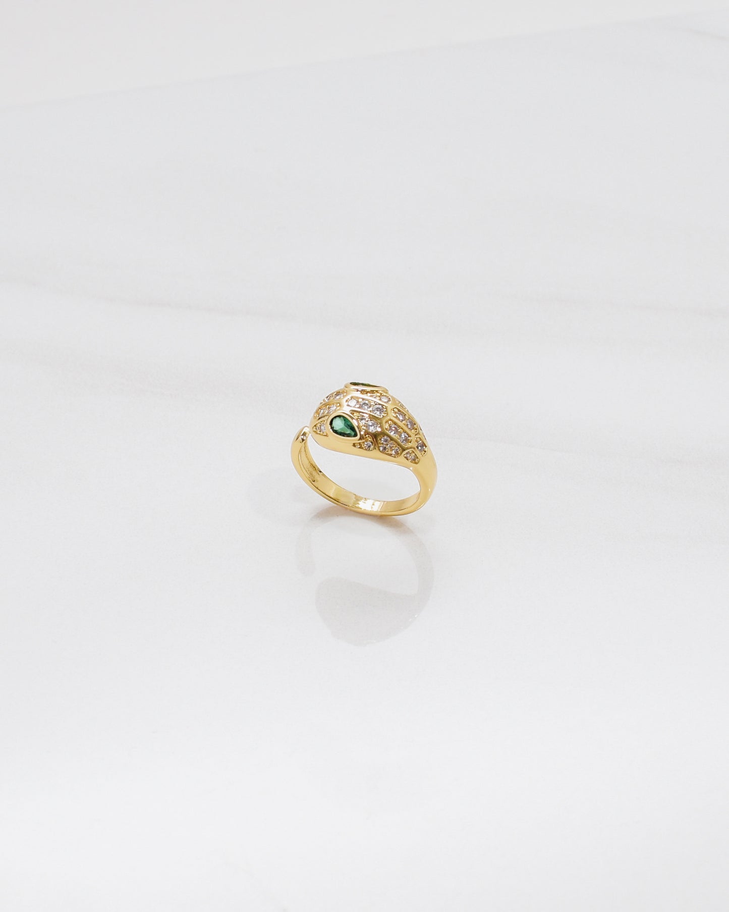 Snake Head Emerald Ring