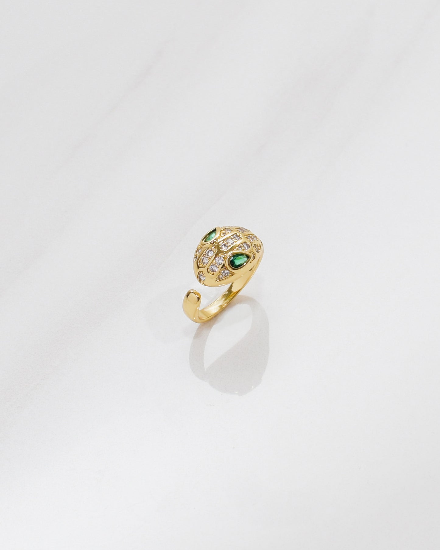 Snake Head Emerald Ring