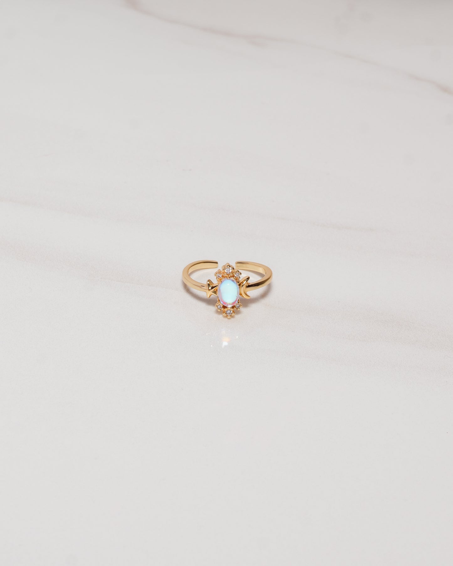 Fire Opal Moon & Star Ring