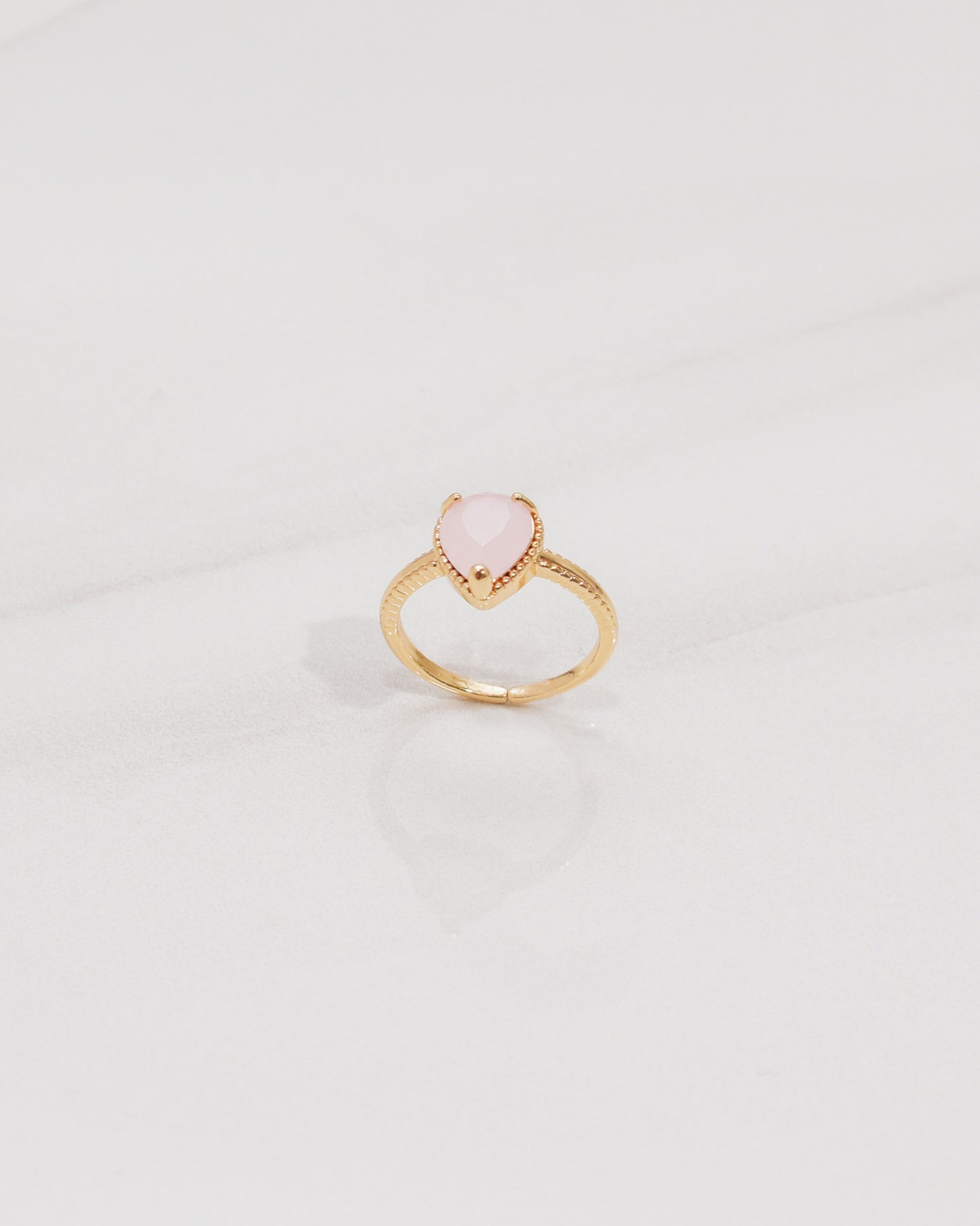 Teardrop Rose Quartz Ring