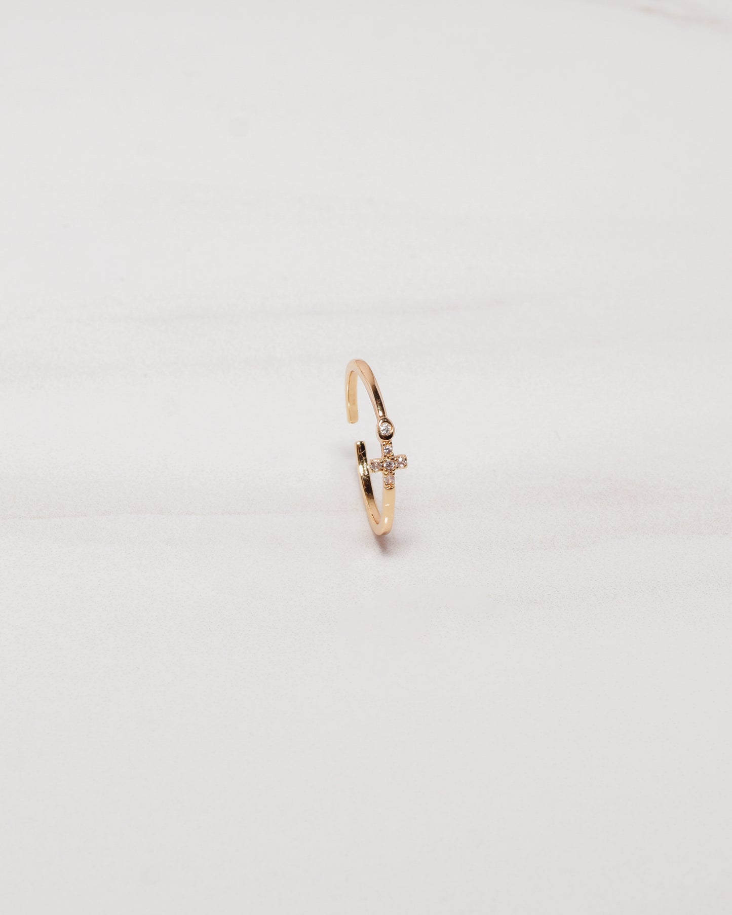 Dainty Side Cross CZ Ring