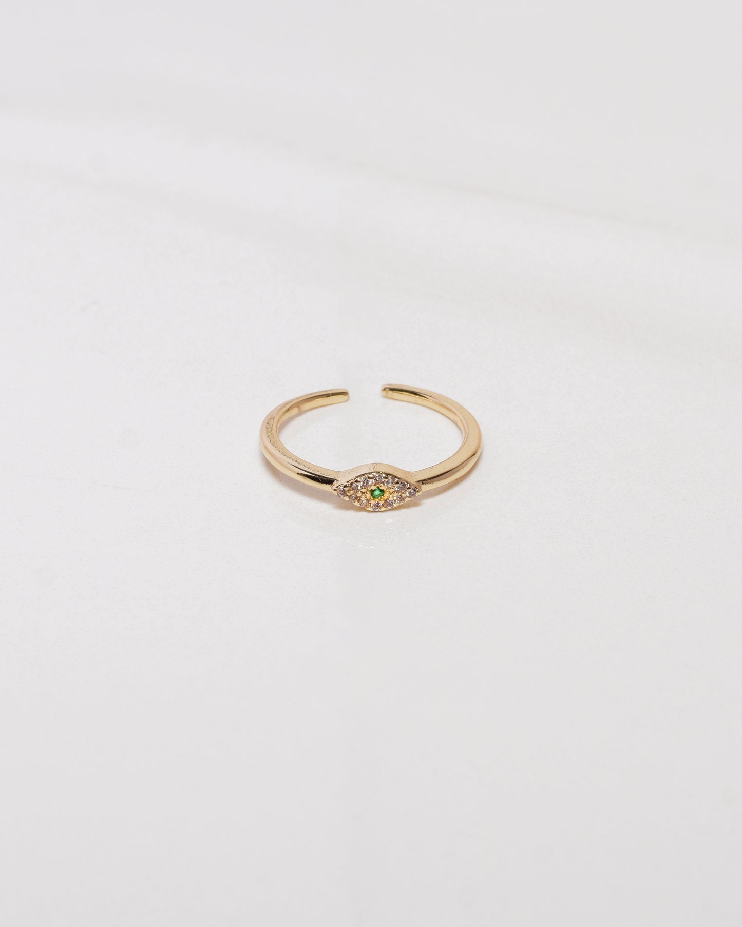 Dainty Evil Eye Emerald CZ Ring