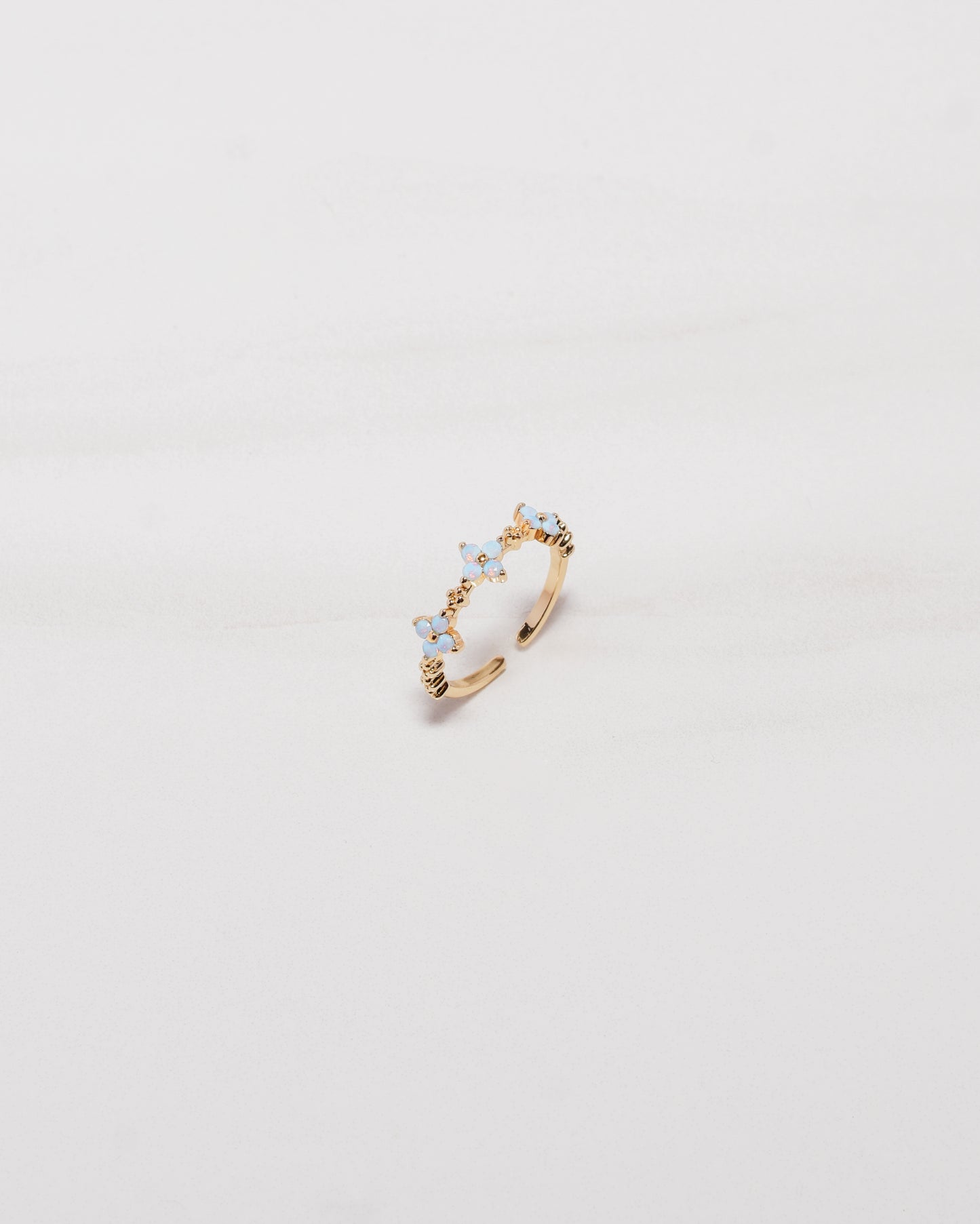 Blue Opal Flower Ring