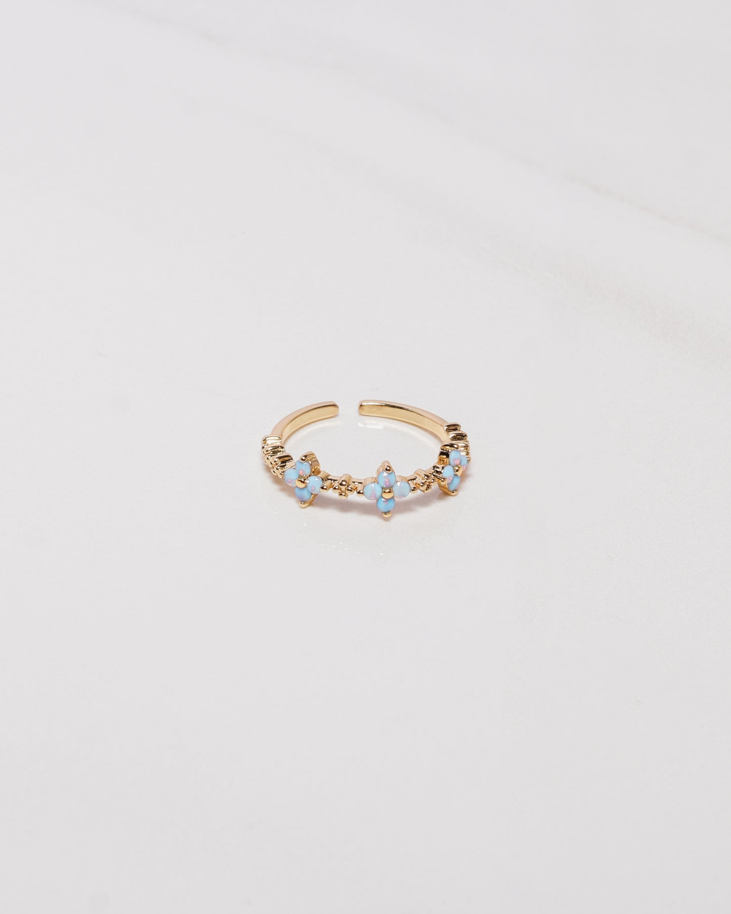 Blue Opal Flower Ring