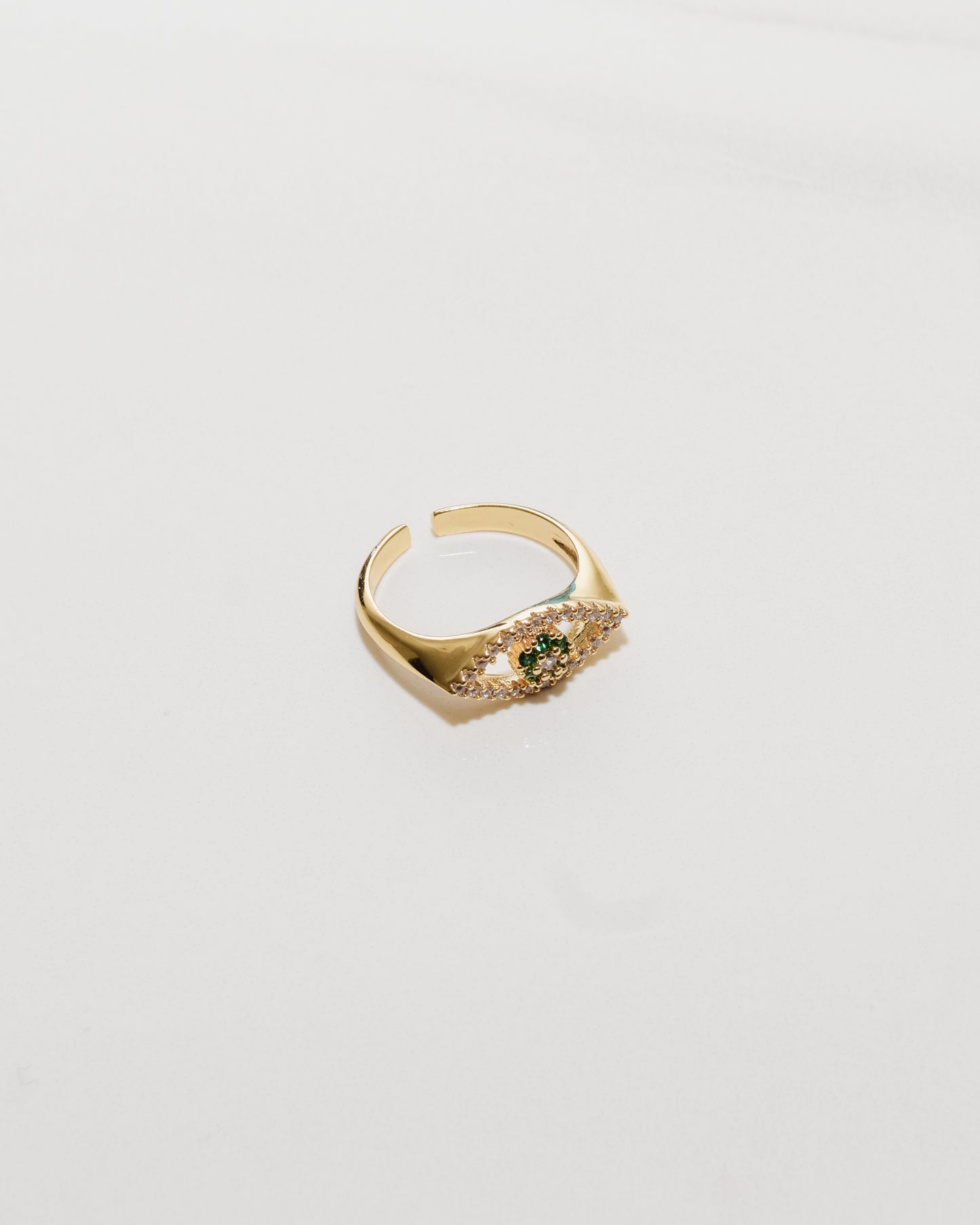 Emerald Evil Eye Pave Ring