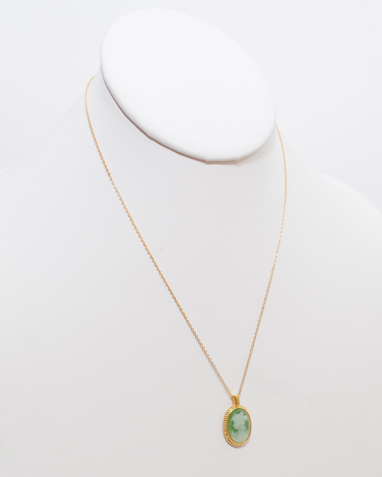 Green Agate Cameo Necklace