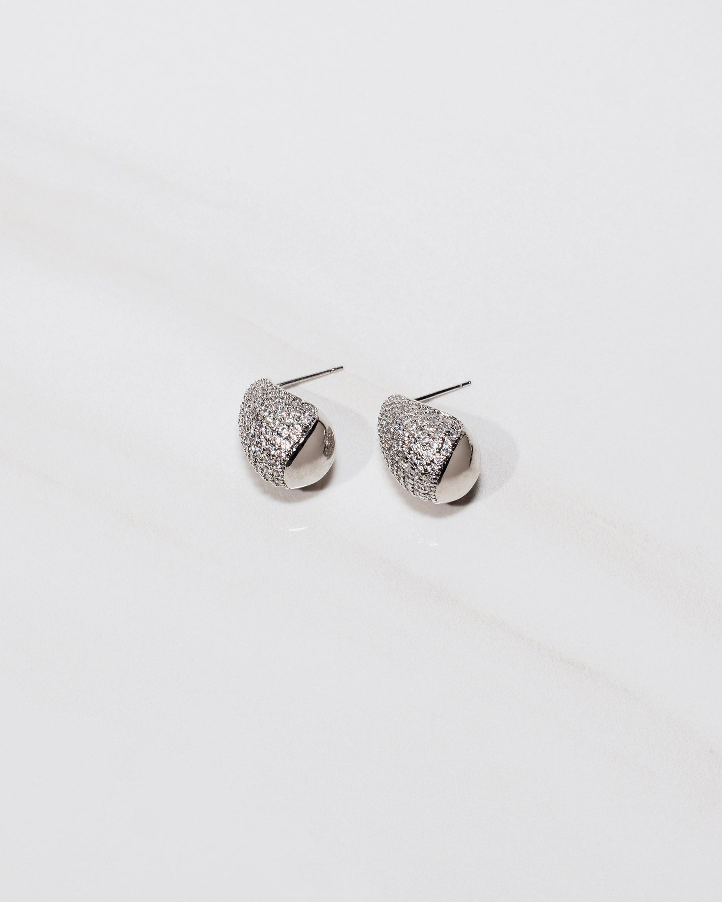Silver CZ Teardrop Studs