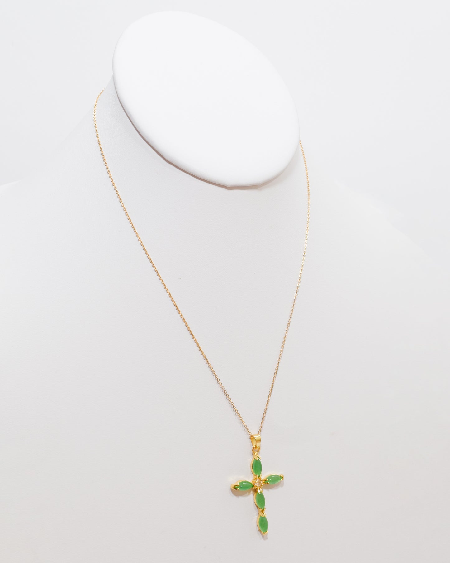 Green Jade Cross Necklace