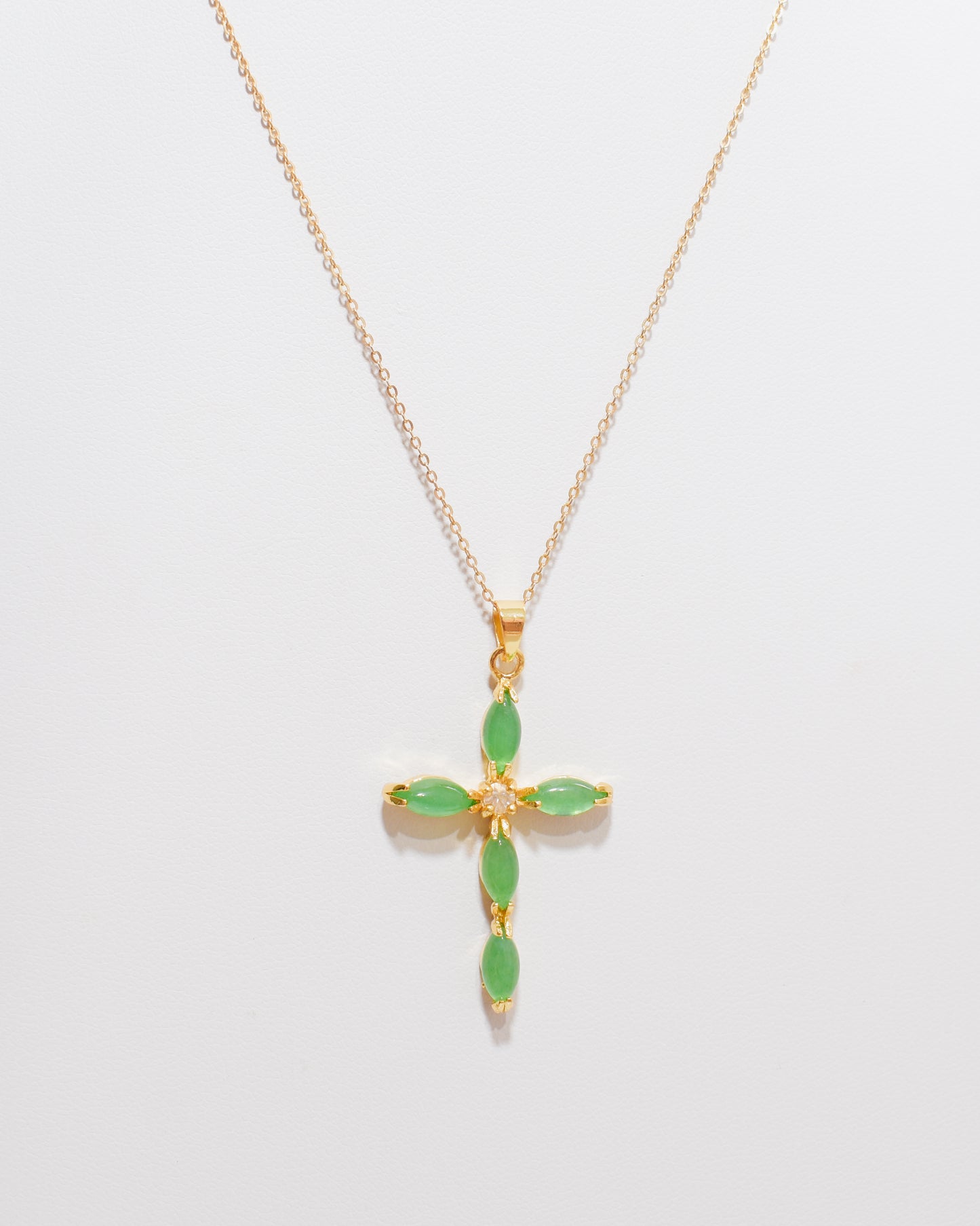 Green Jade Cross Necklace