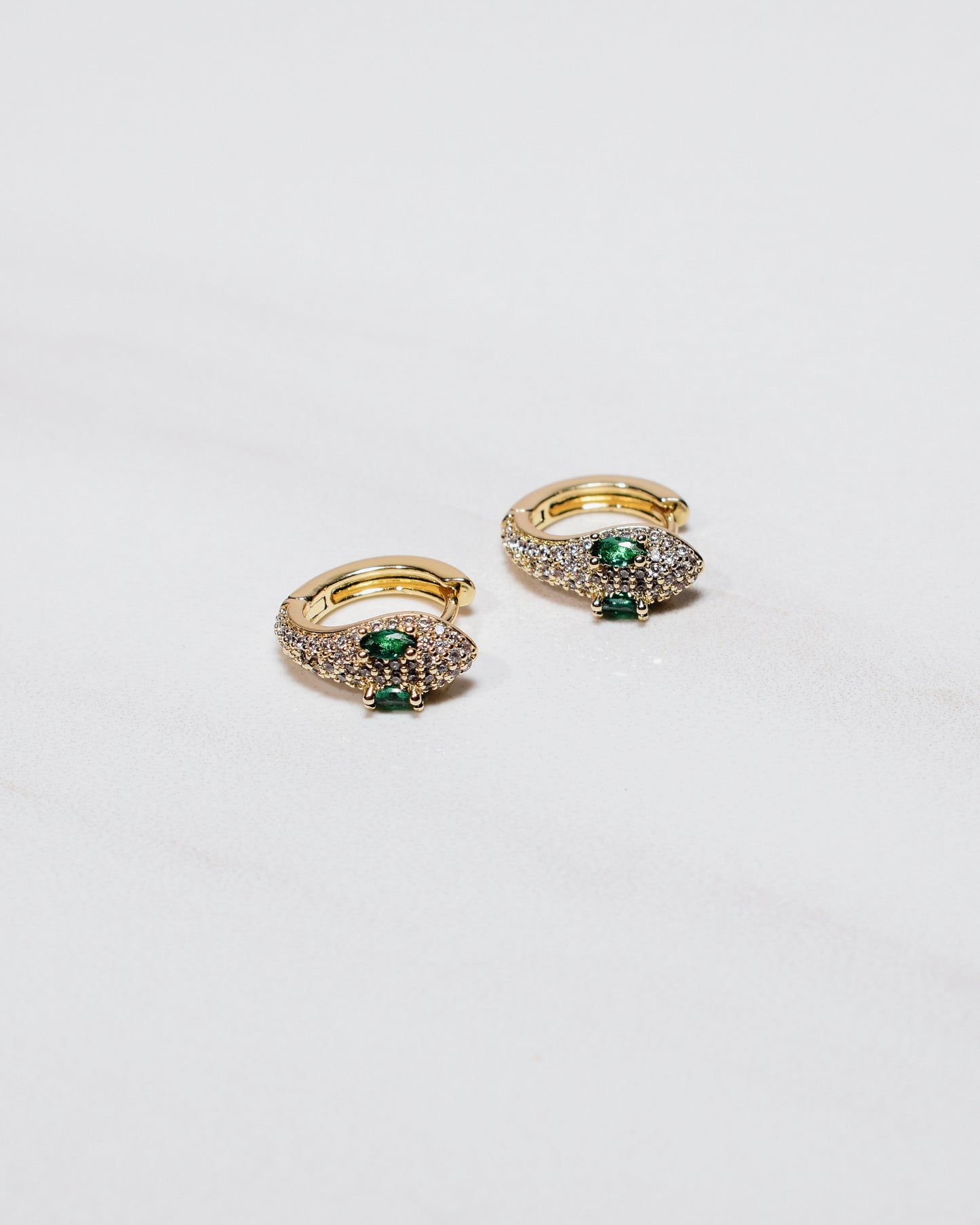 Vintage Emerald CZ Snake Huggies
