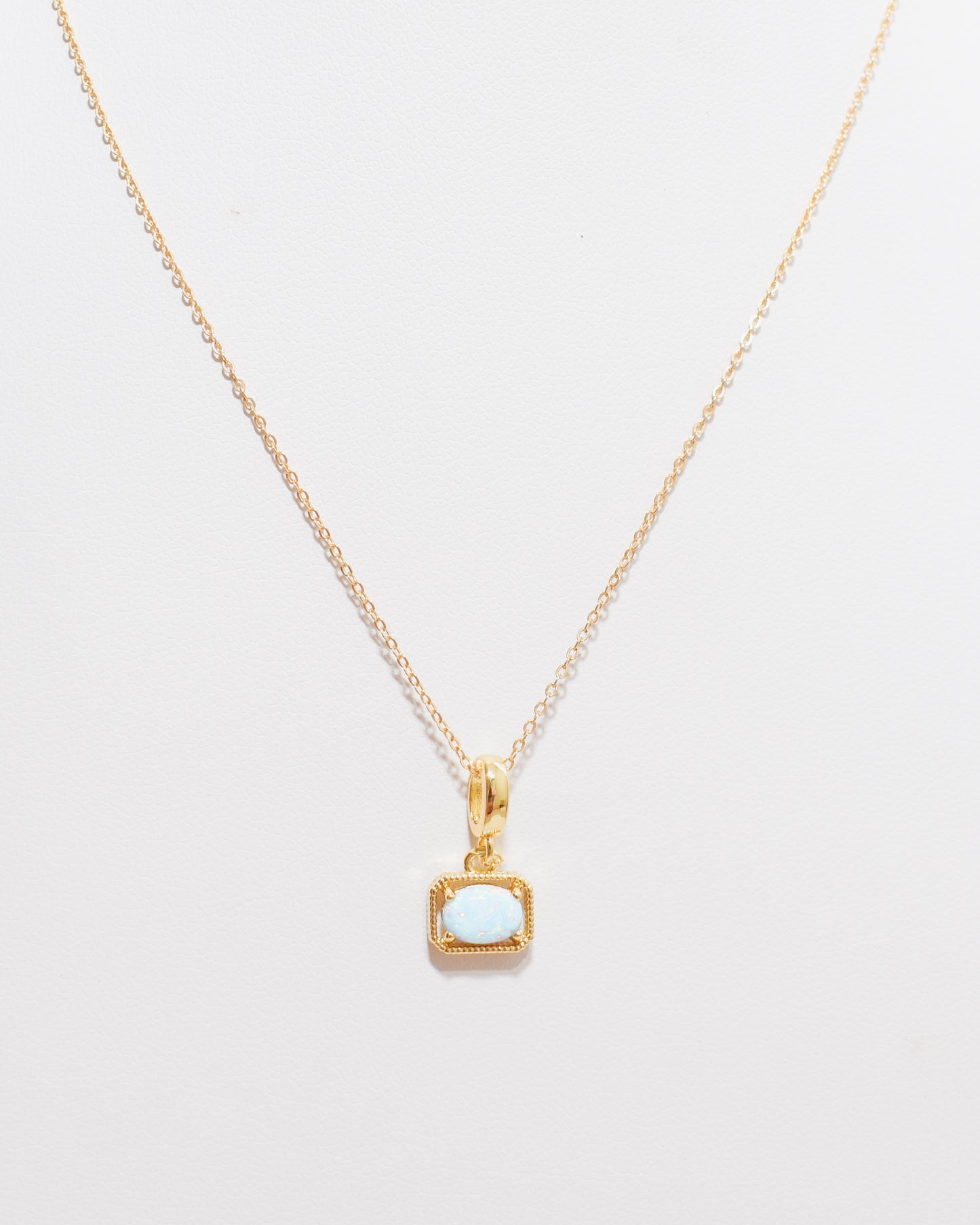 Dainty Octagon Opal Necklace