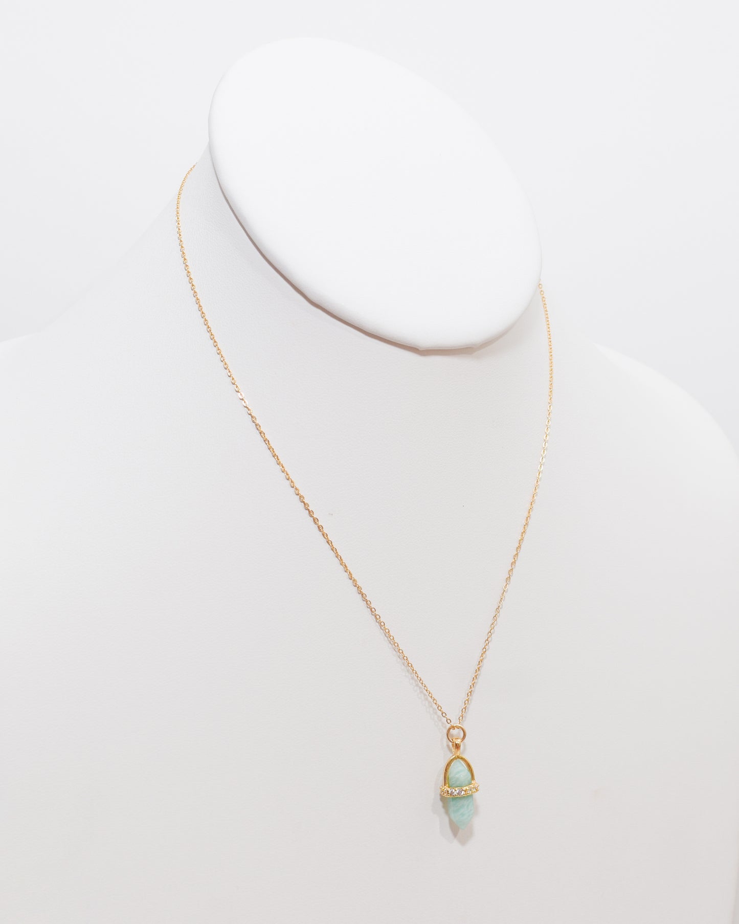 Green Agate Quartz Hexagon Necklace