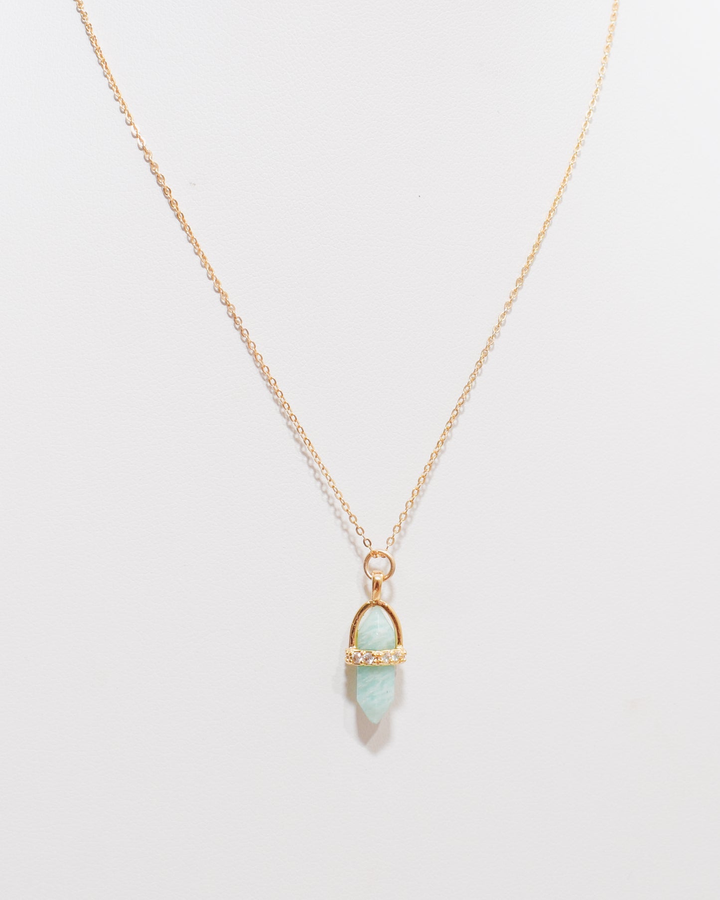 Green Agate Quartz Hexagon Necklace