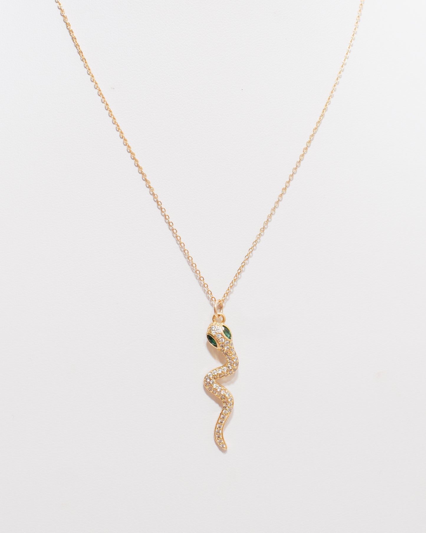 Snake Pave Emerald Eyes Necklace
