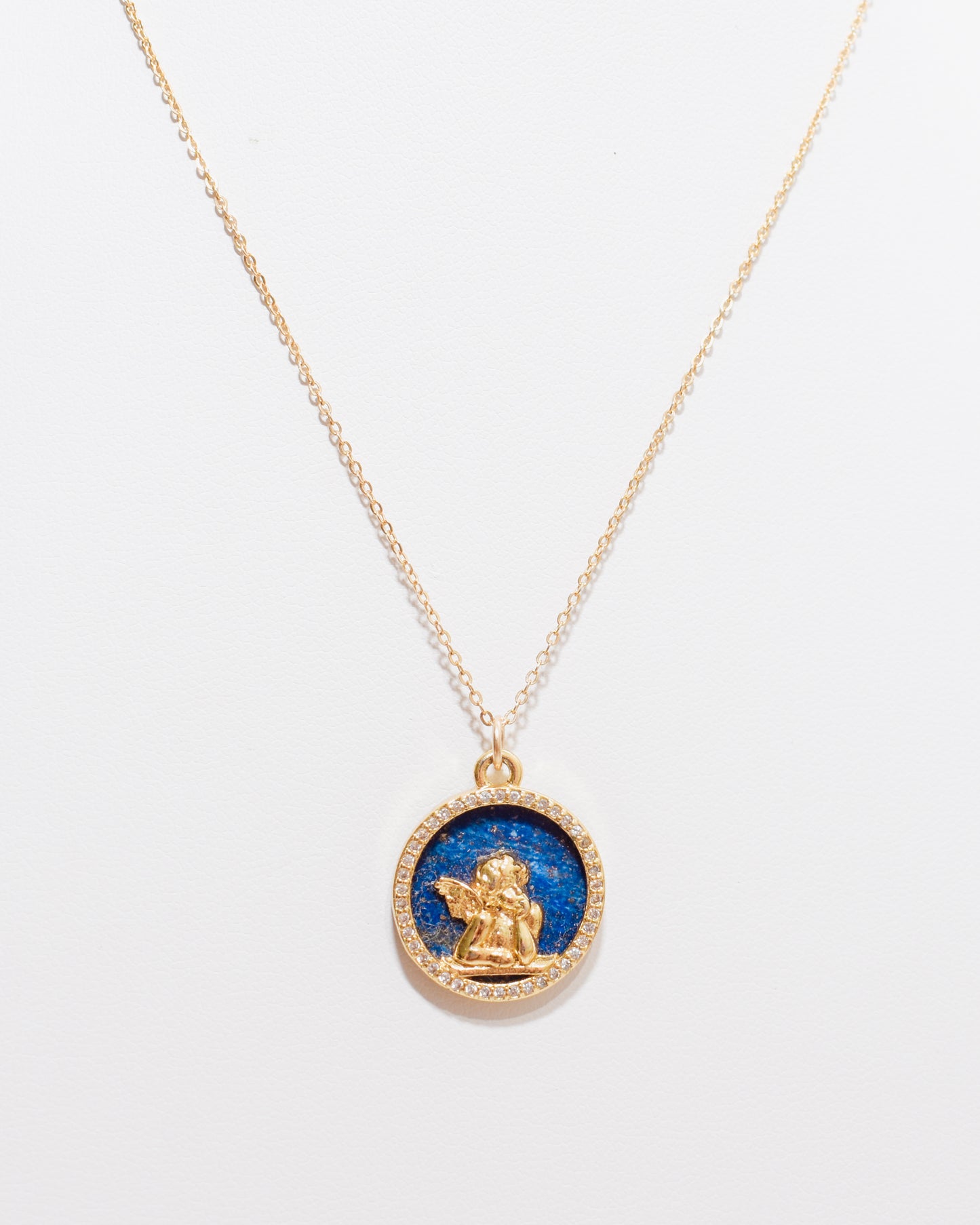 Blue Lapiz Cherub Necklace