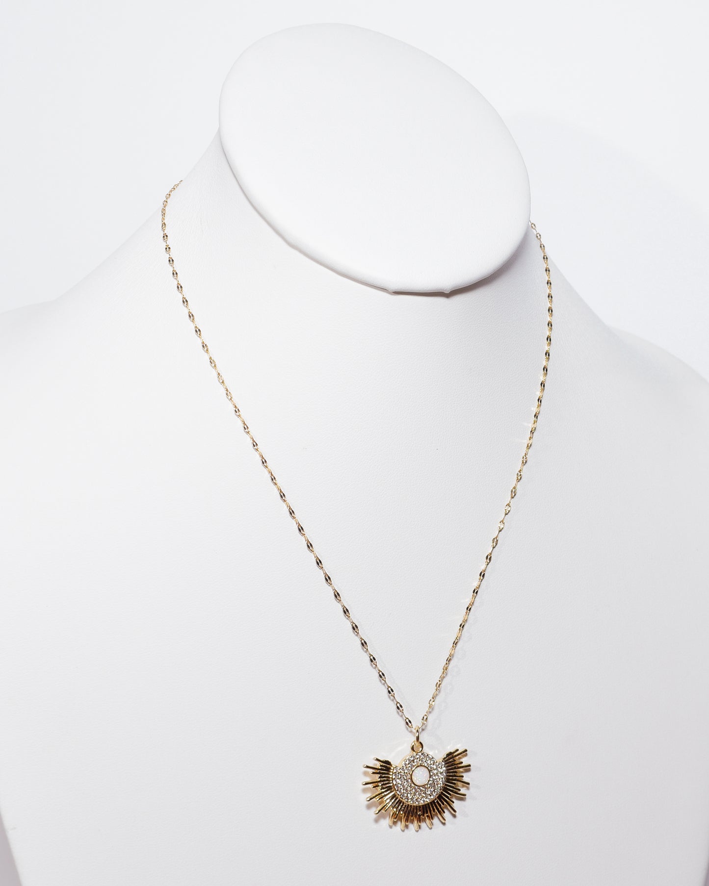 Starburst Fan CZ Opal Necklace