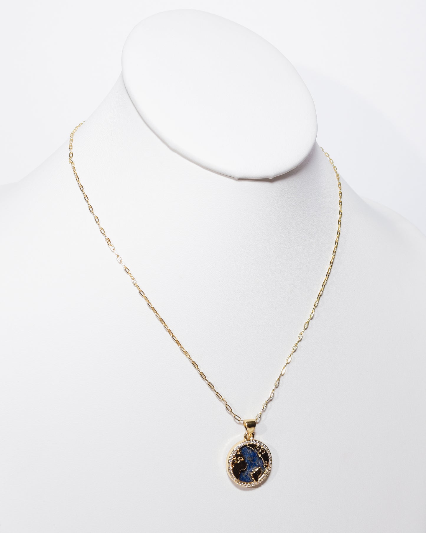 Blue Lapis Earth Paperclip Necklace