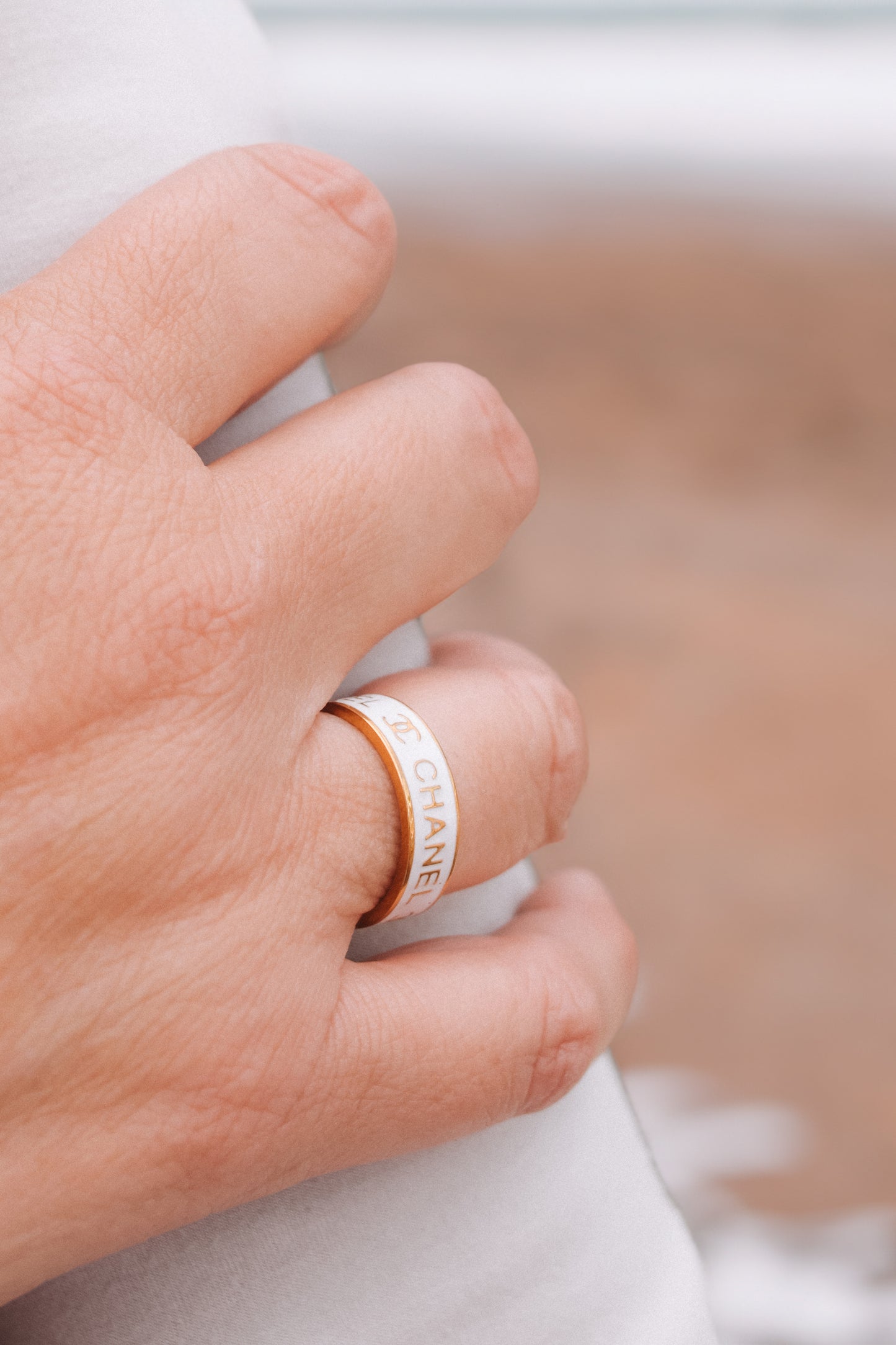 Parisian Chic White & Gold Ring