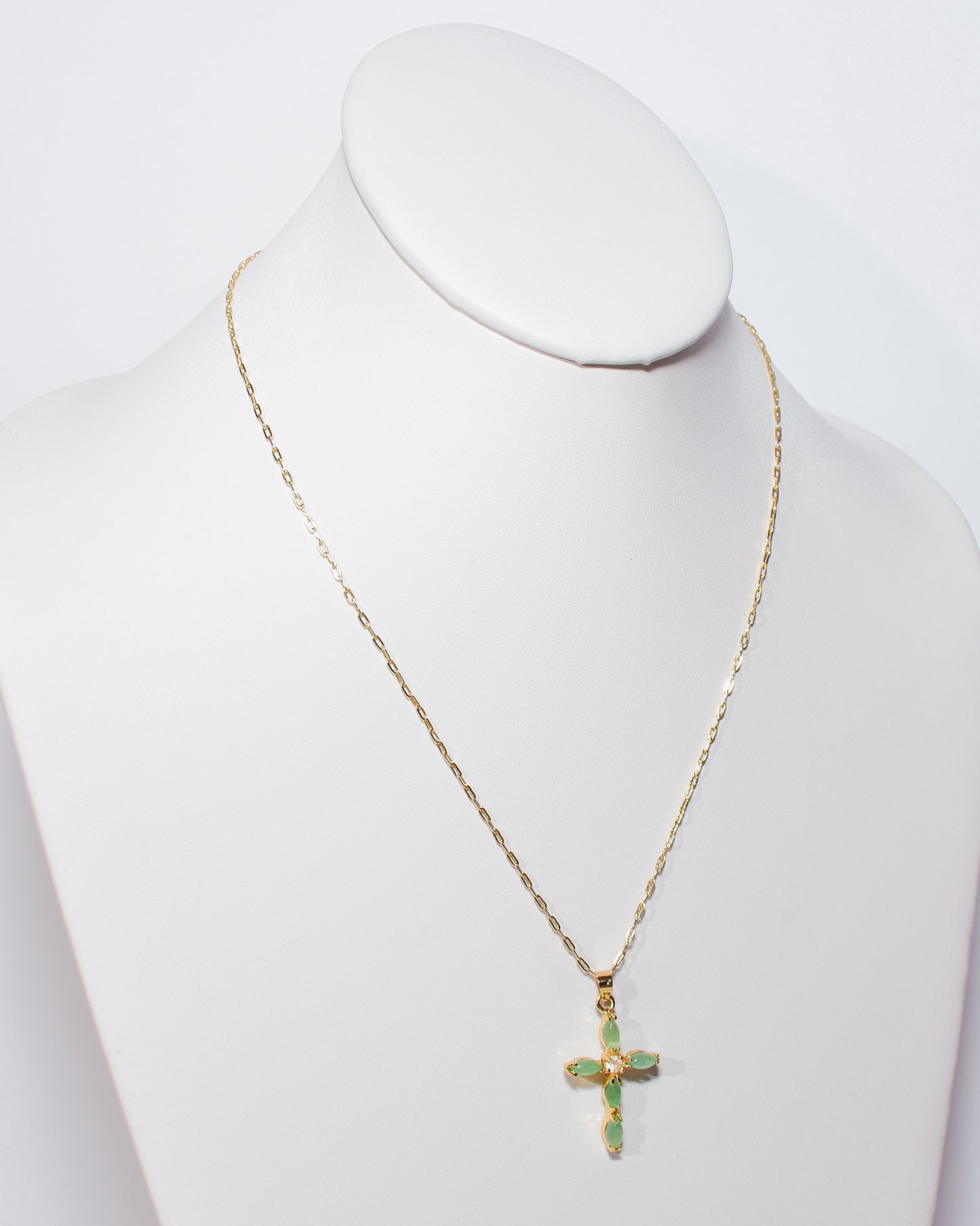 Green Jade Cross Necklace