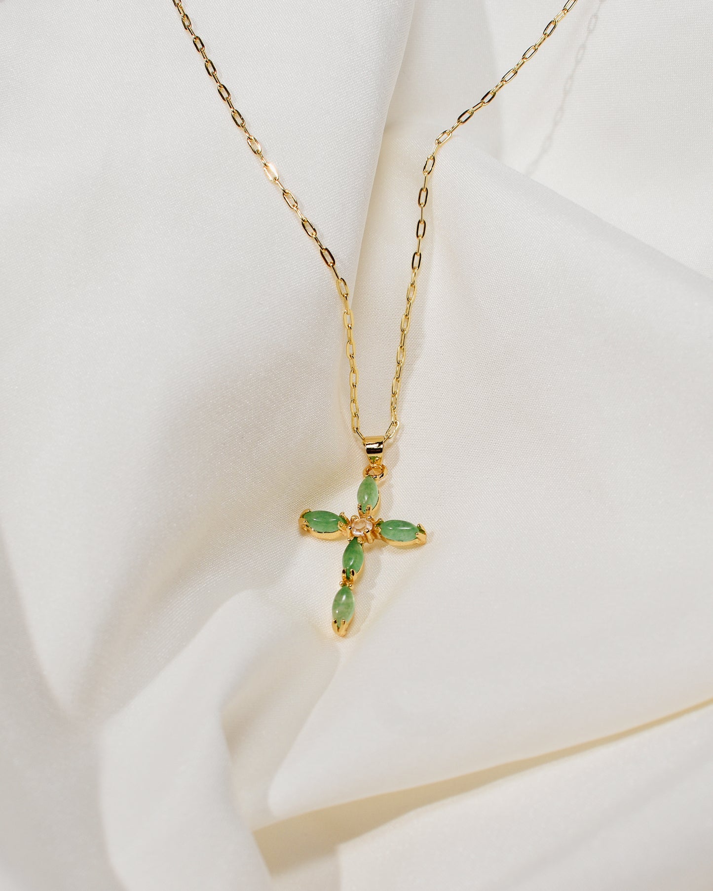 Green Jade Cross Necklace