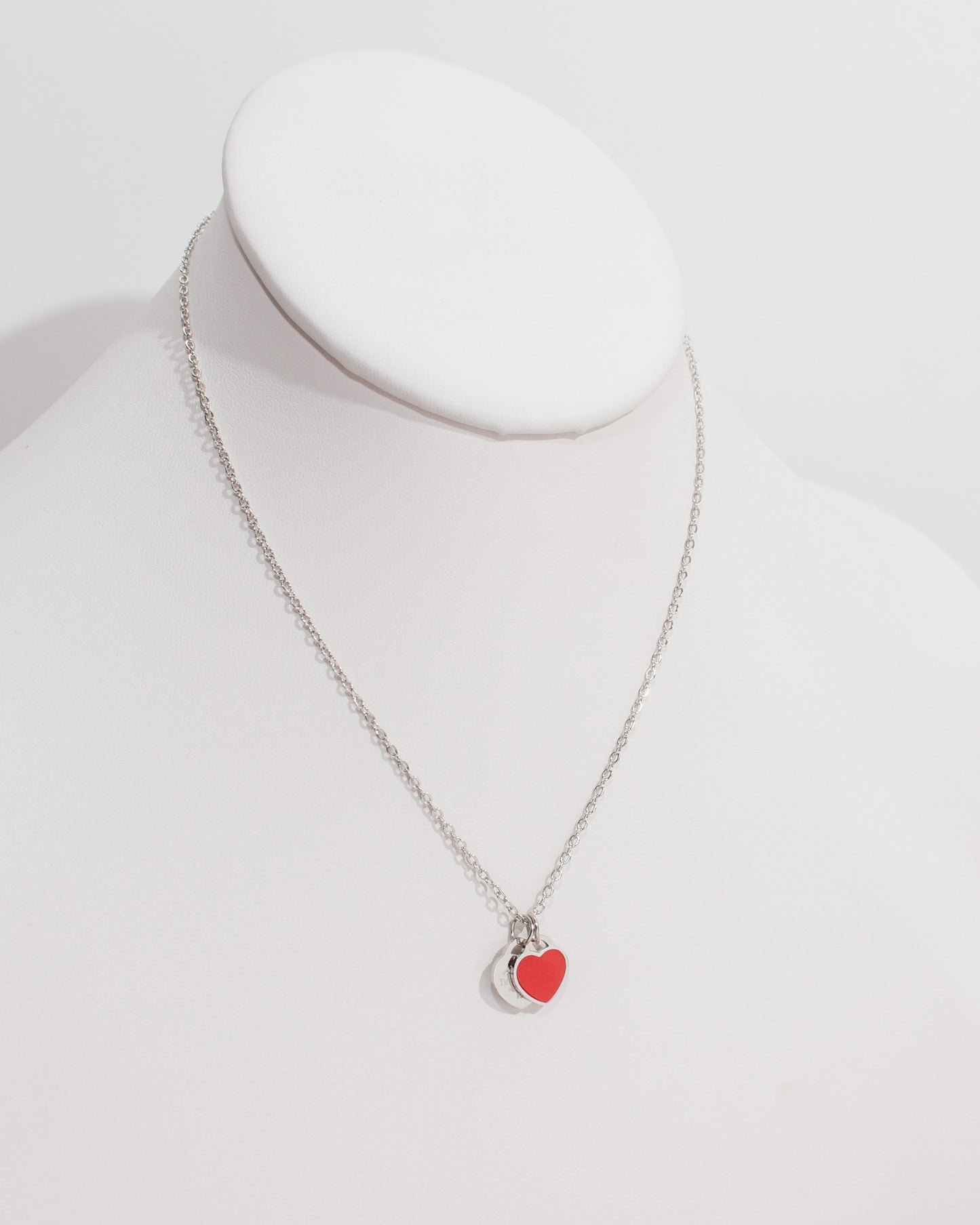 TC Red & Silver Dainty Double Heart Necklace
