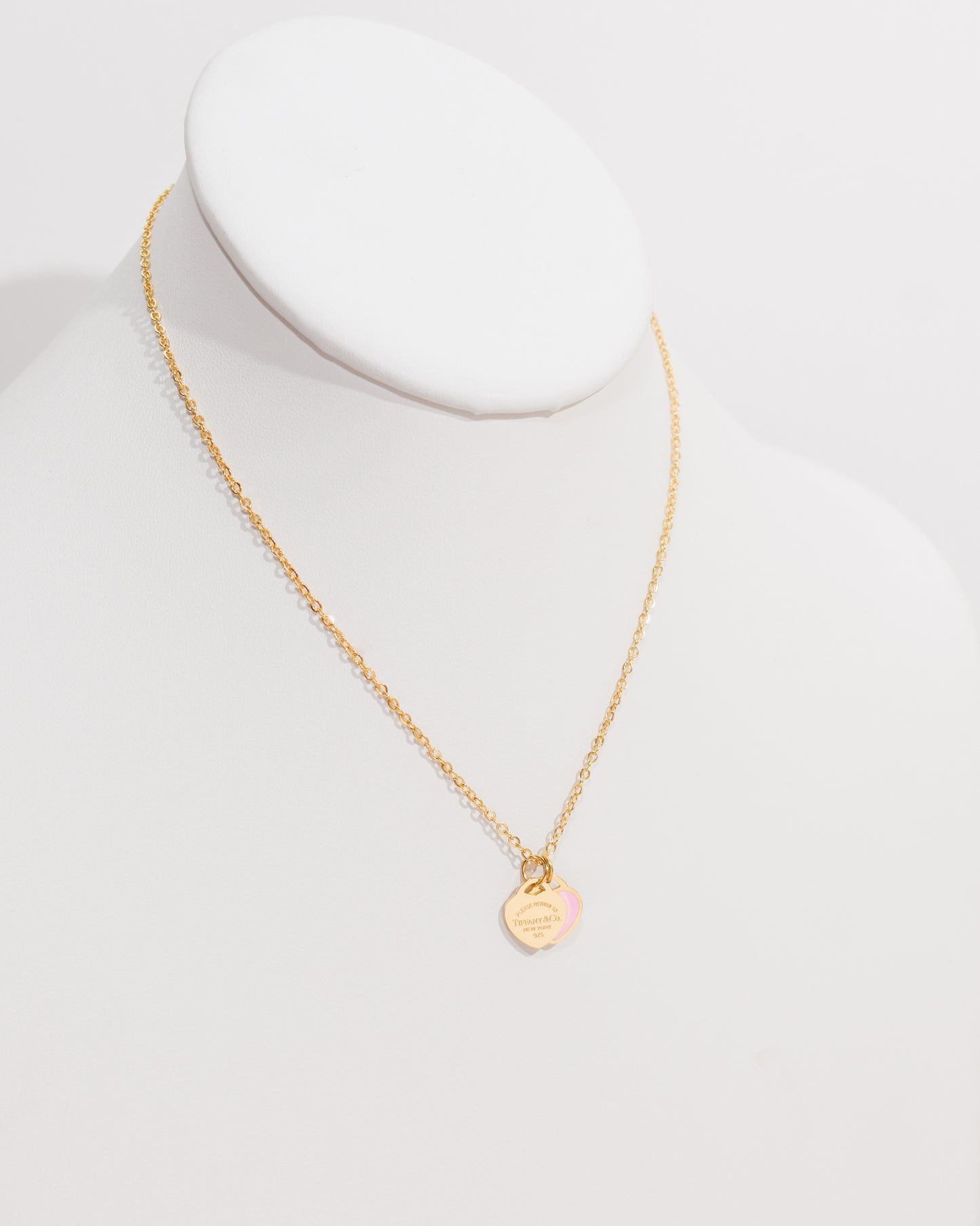 TC Pink & Gold Dainty Double Heart Necklace