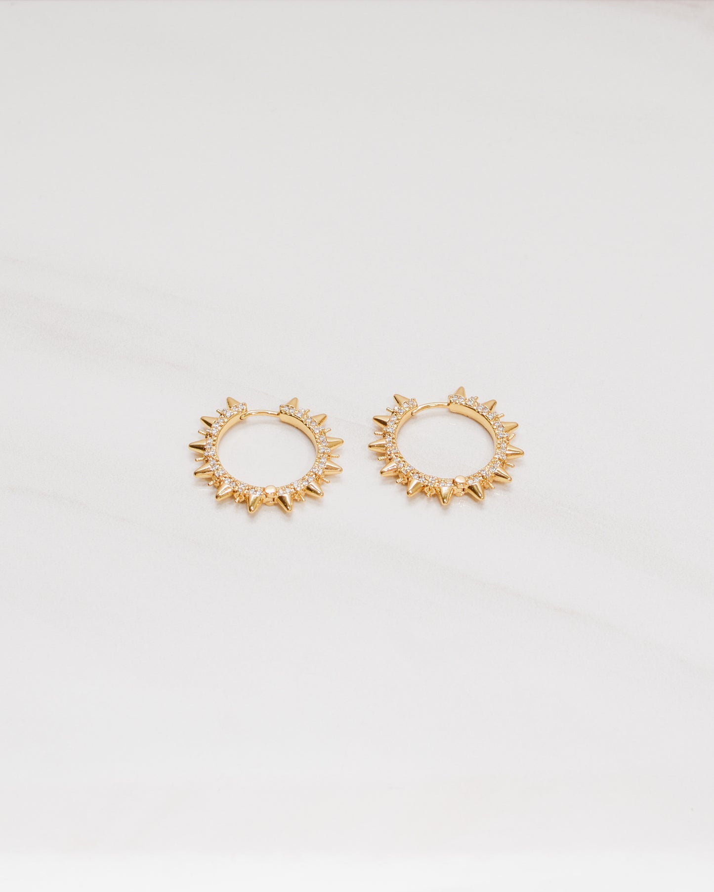Micro Pave Spike Huggie Hoops
