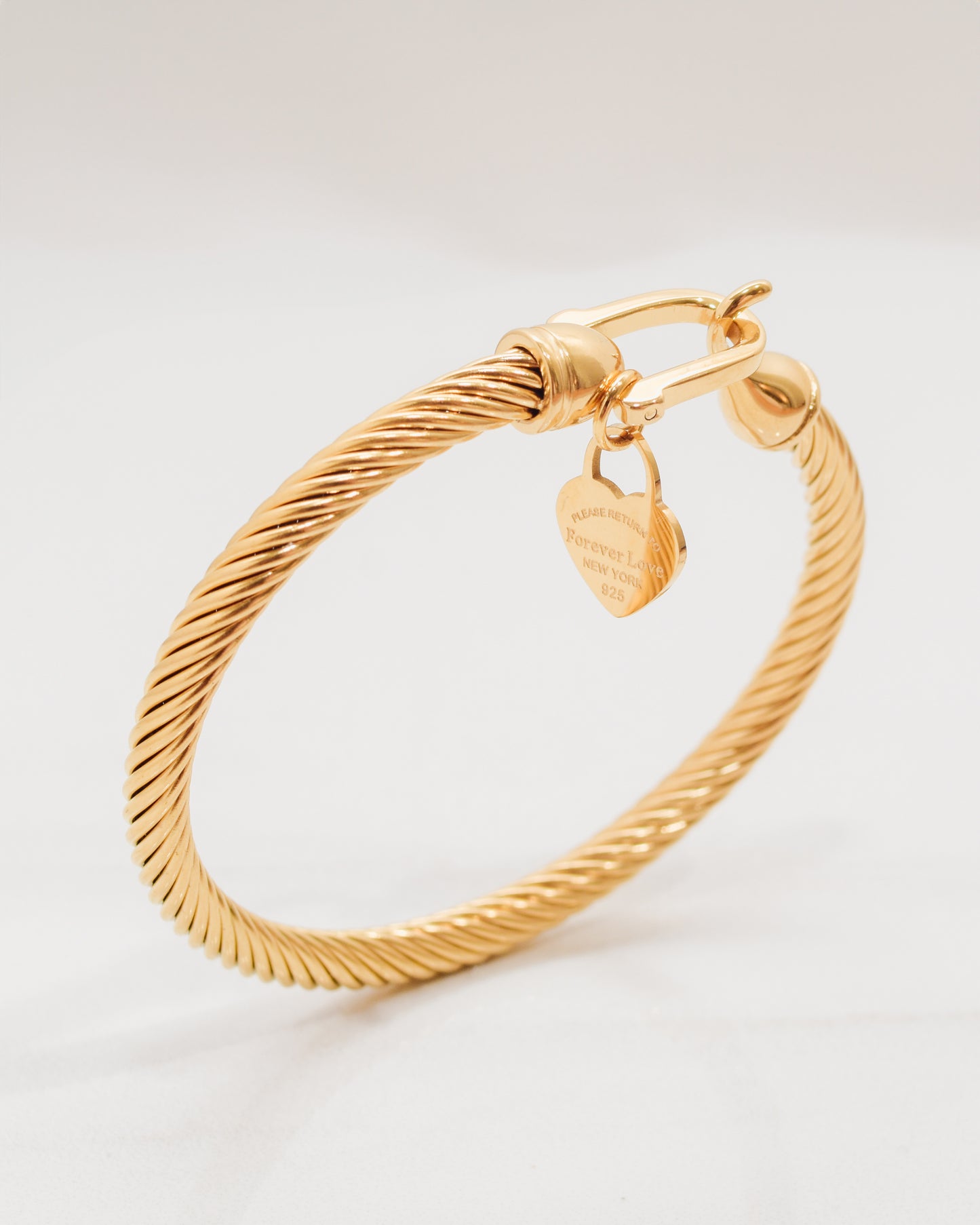 TC Heart Cable Bangle Bracelet