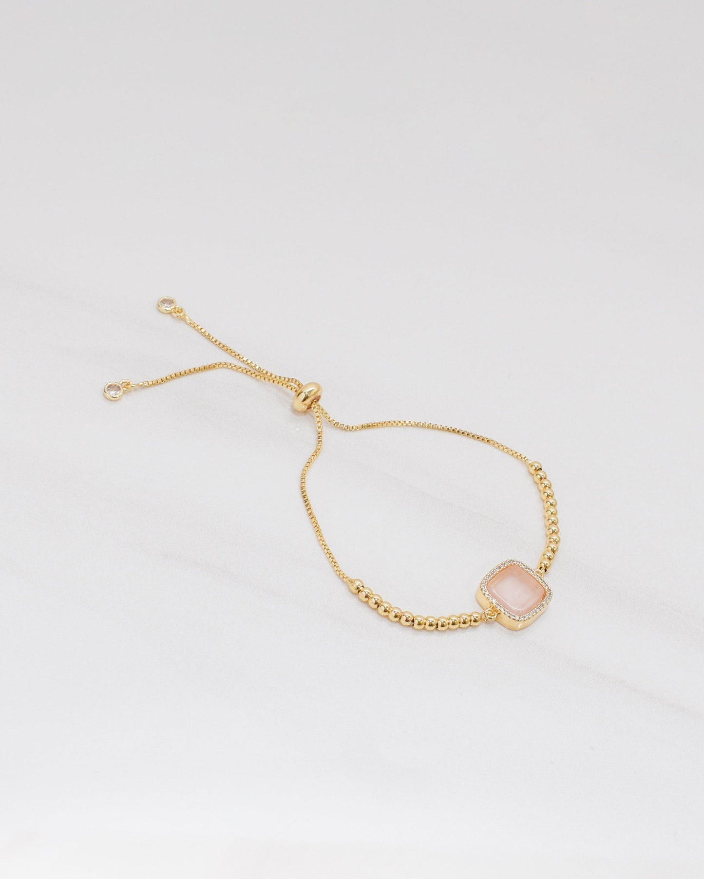 Rose Quartz Gold Bead Bracelet