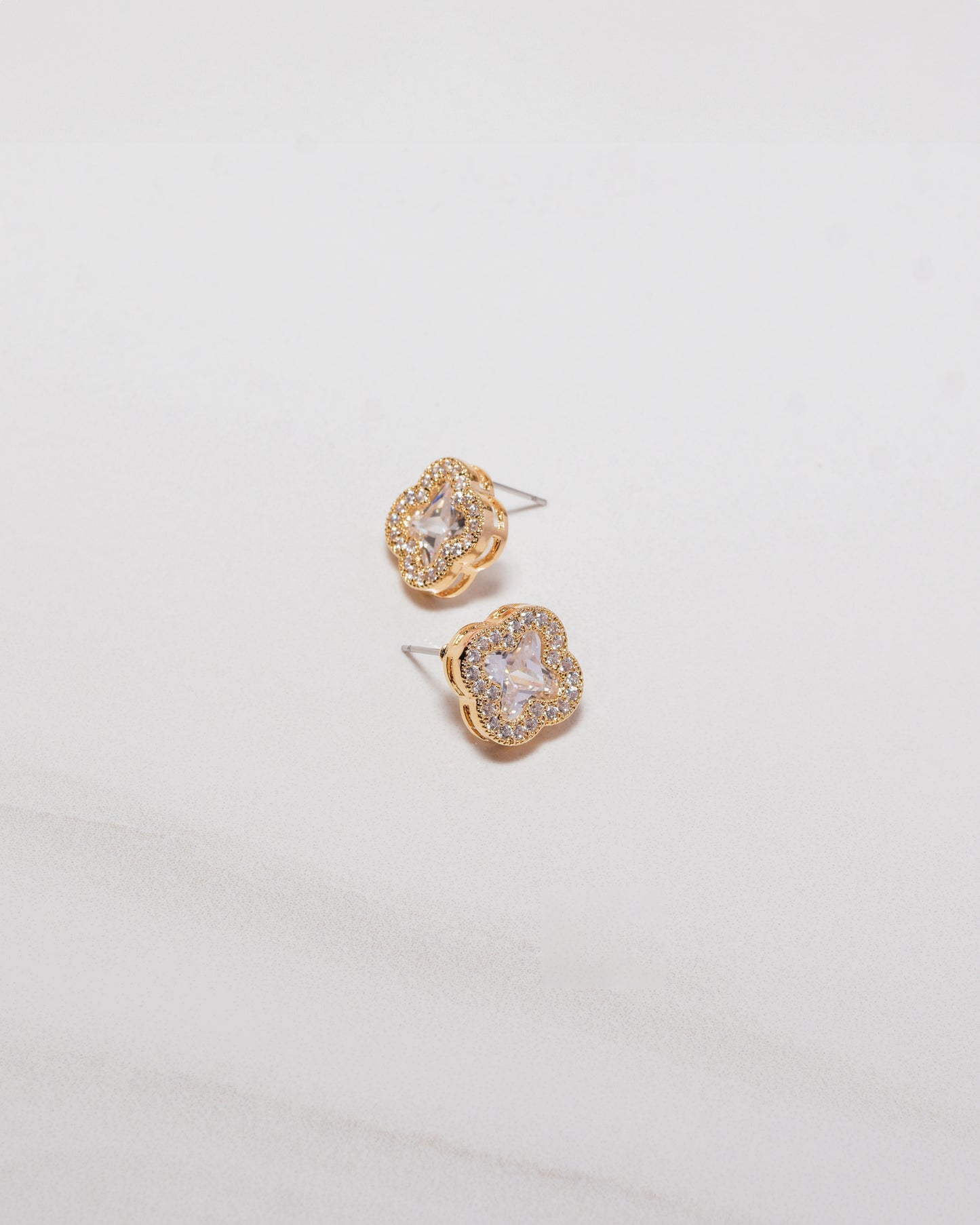Clover Micro Pave Crystals CZ Studs