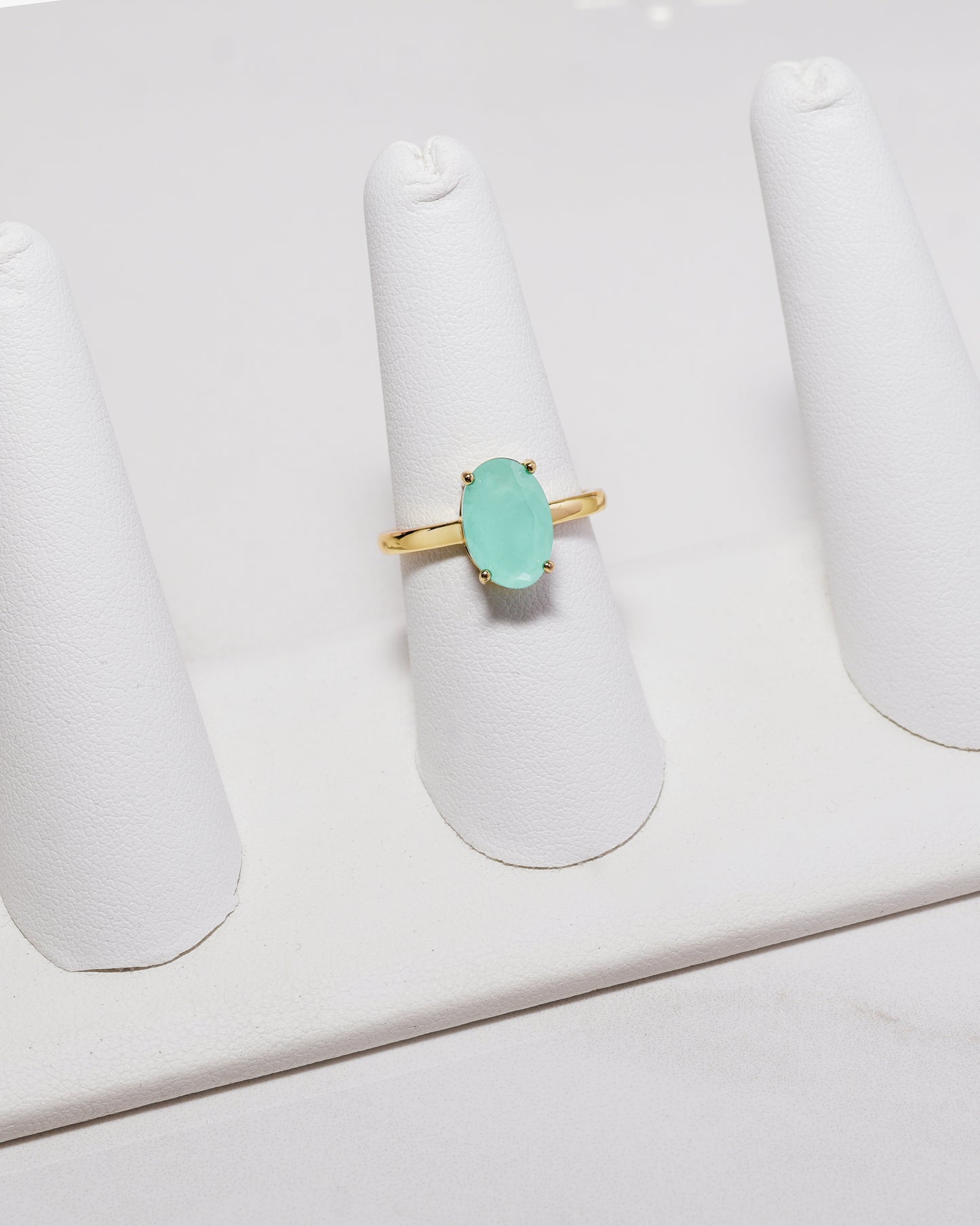 Aqua Chalcedony Oval Ring