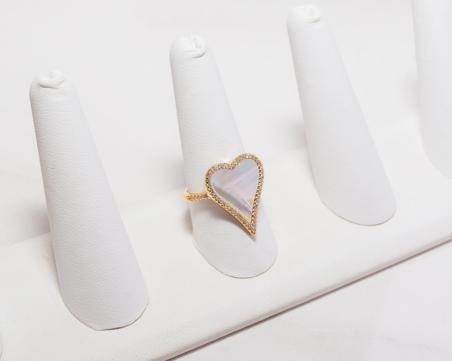 Pave Mother of Pearl Heart Ring
